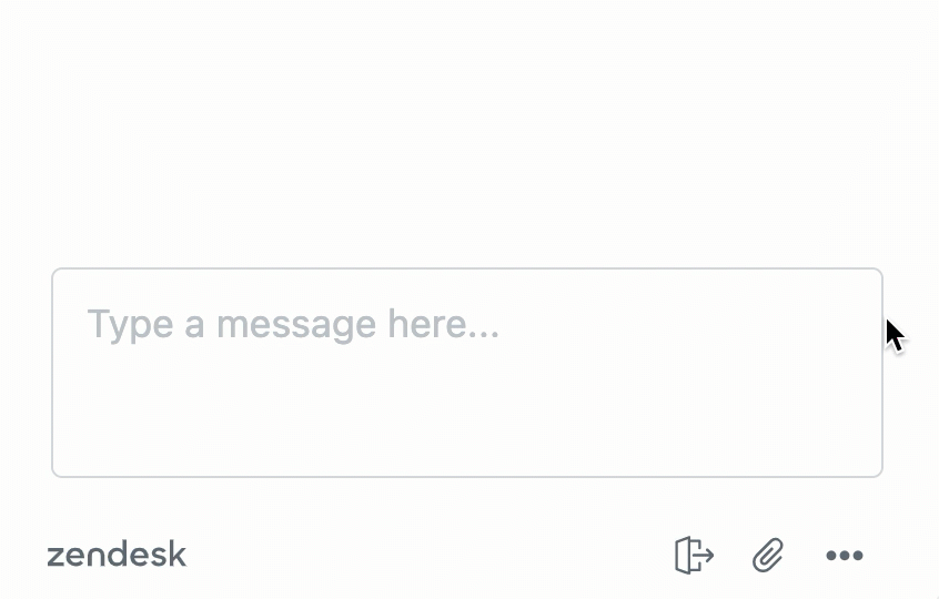 Zendesk's Messaging Eingabeoberfläche, die die Texteingabe und die verfügbaren Nachrichtenoptionen demonstriert.