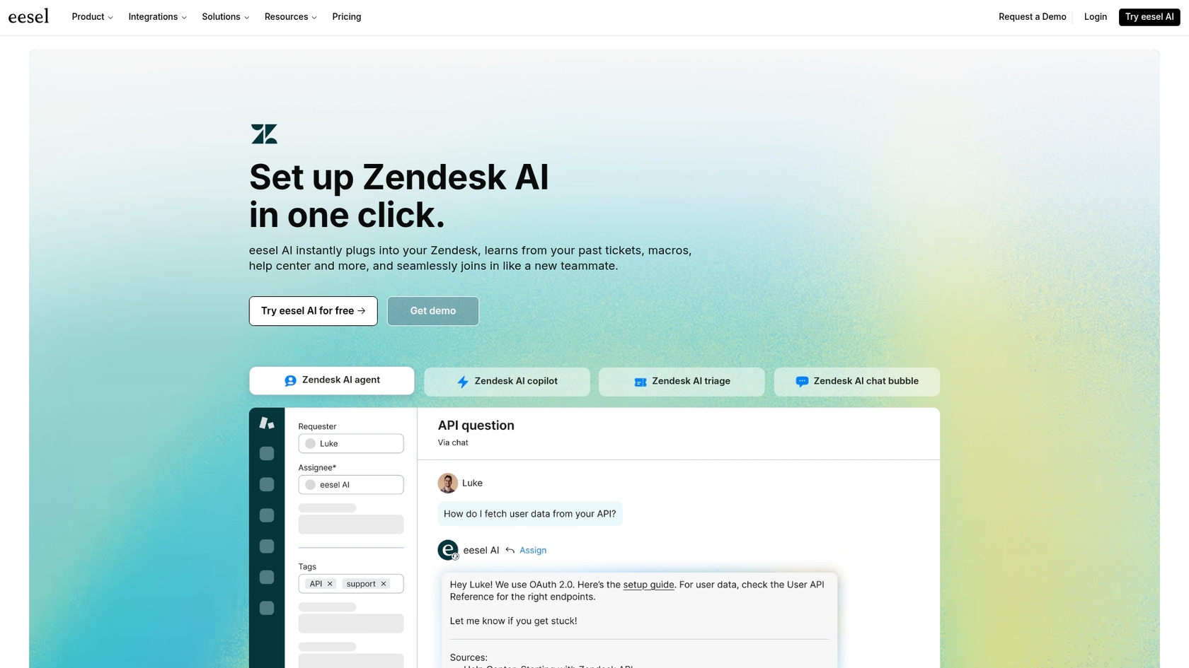 A screenshot showing eesel AI