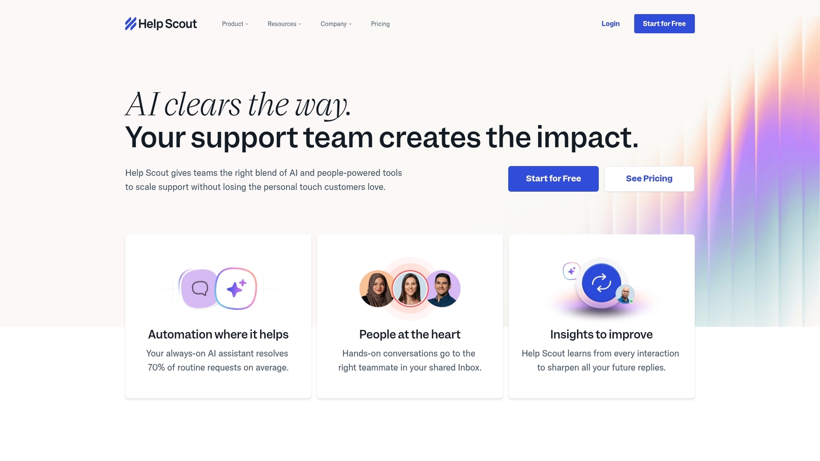 Ein Screenshot der Landingpage von Help Scout, einer günstigeren Alternative zu ServiceNow.::