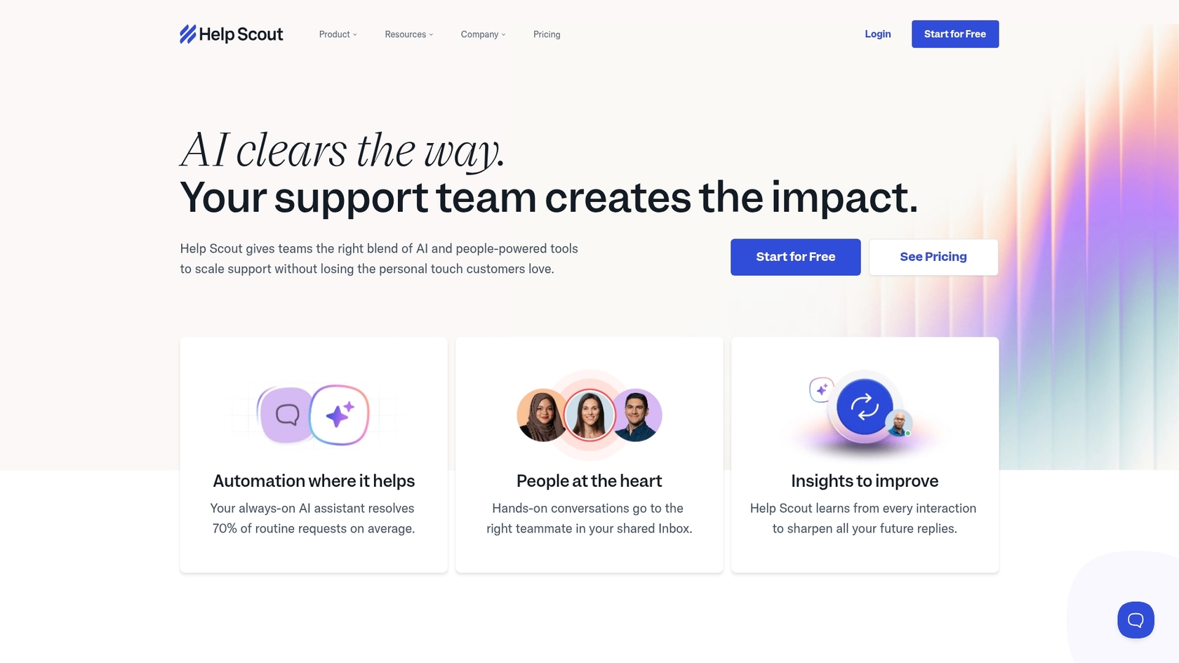 Ein Screenshot der Help Scout Landingpage, der eine der Hauptfunktionen von Help Scout zeigt.::alt_text=Ein Screenshot der Help Scout Landingpage, der eine der Hauptfunktionen von Help Scout zeigt.::alt_title=Ein Screenshot der Help Scout Landingpage, der eine der Hauptfunktionen von Help Scout zeigt.