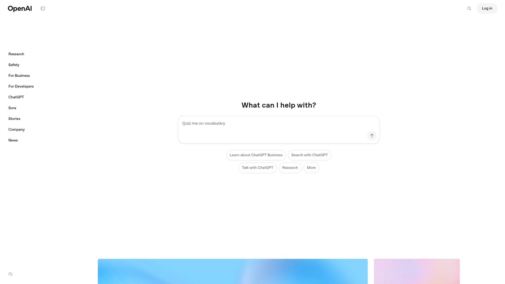 Una captura de pantalla de la página de inicio de OpenAI, un competidor mencionado en esta reseña de Google Gemini 3.