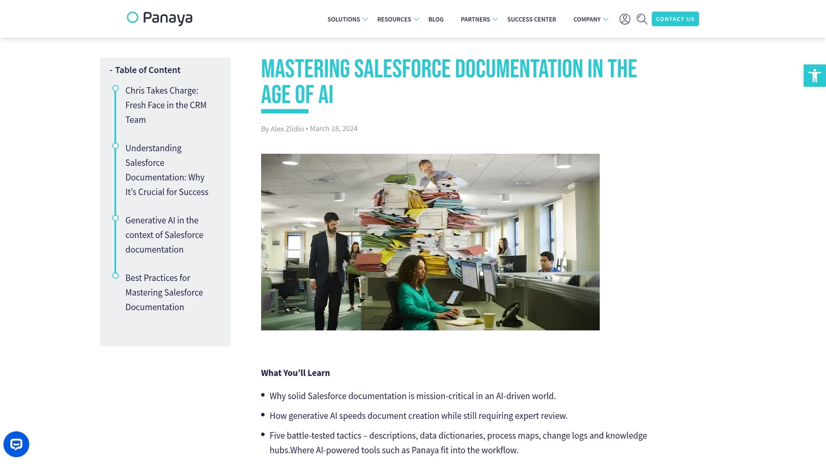 Uma captura de ecrã da página inicial do Panaya ForeSight, uma ferramenta para documentação de IA do Salesforce.