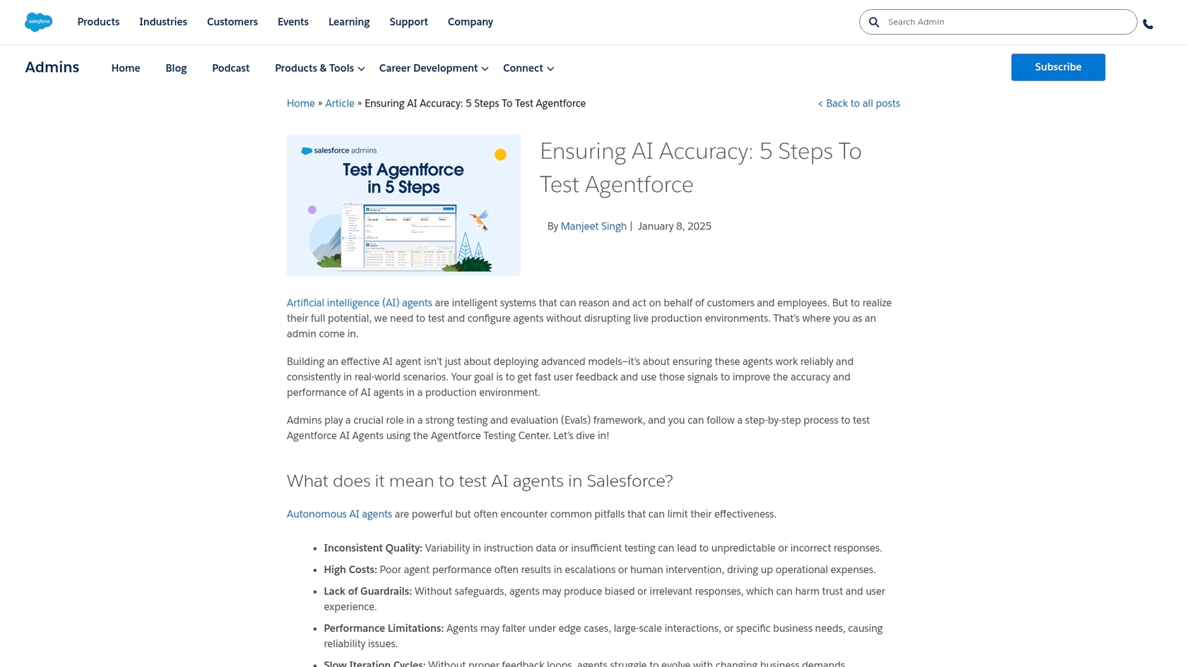 Un aperçu du Salesforce Testing Center, un outil clé mentionné dans le guide du calculateur de prix de l