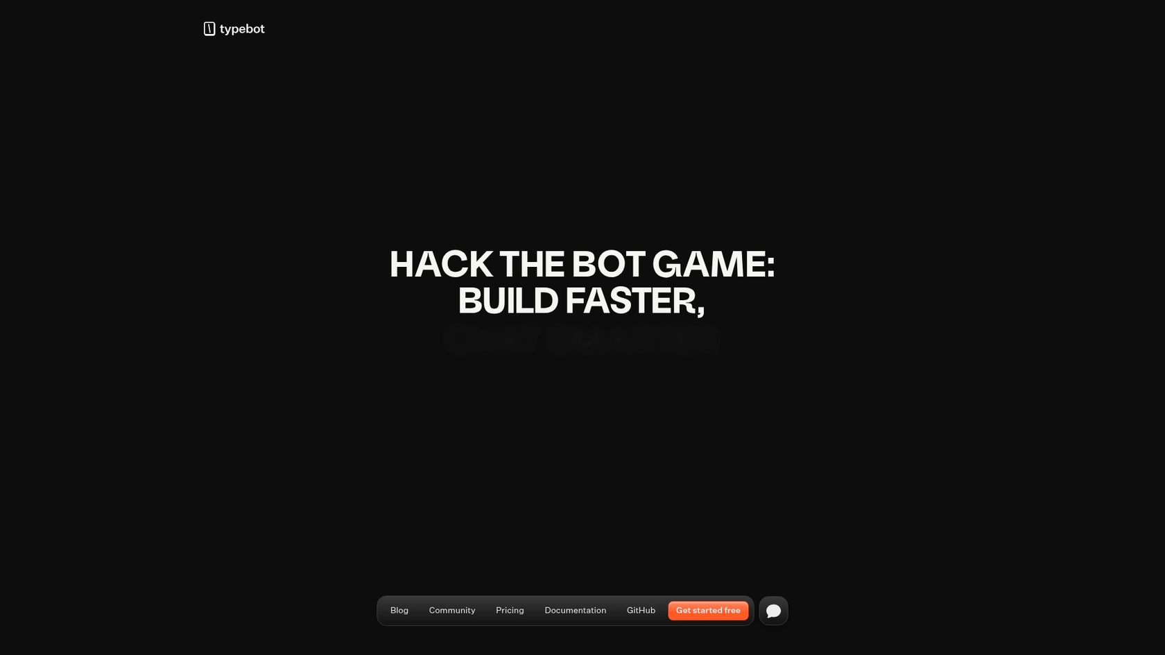 A screenshot of the Typebot landing page, illustrating its conversational form-building capabilities.::