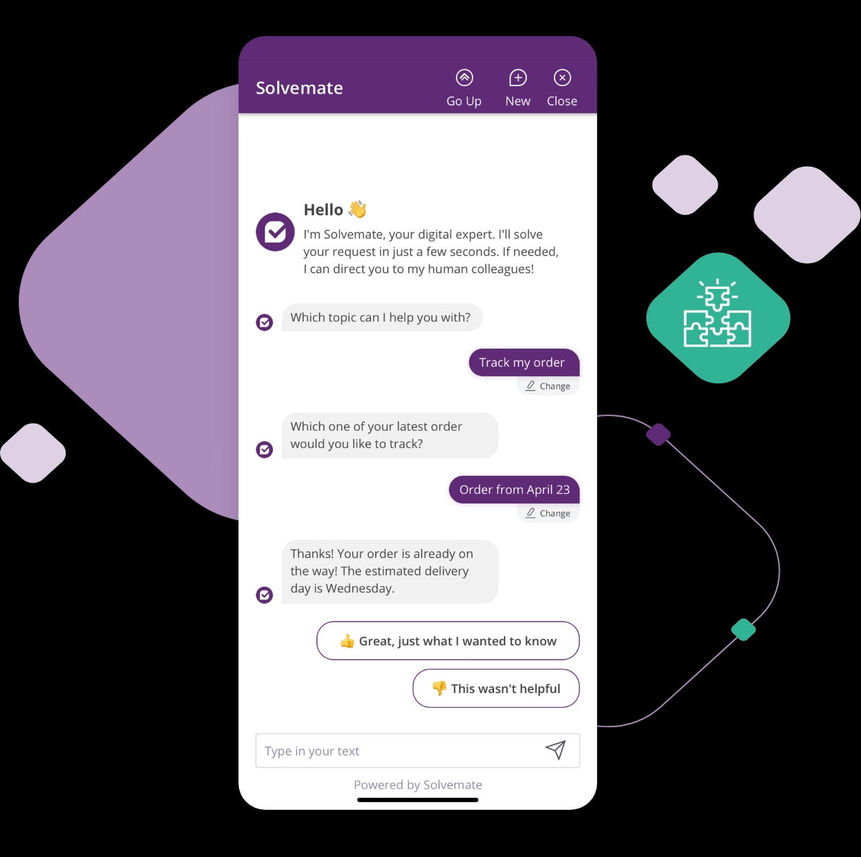 a conversation using solvemate ai's zendesk chatbot