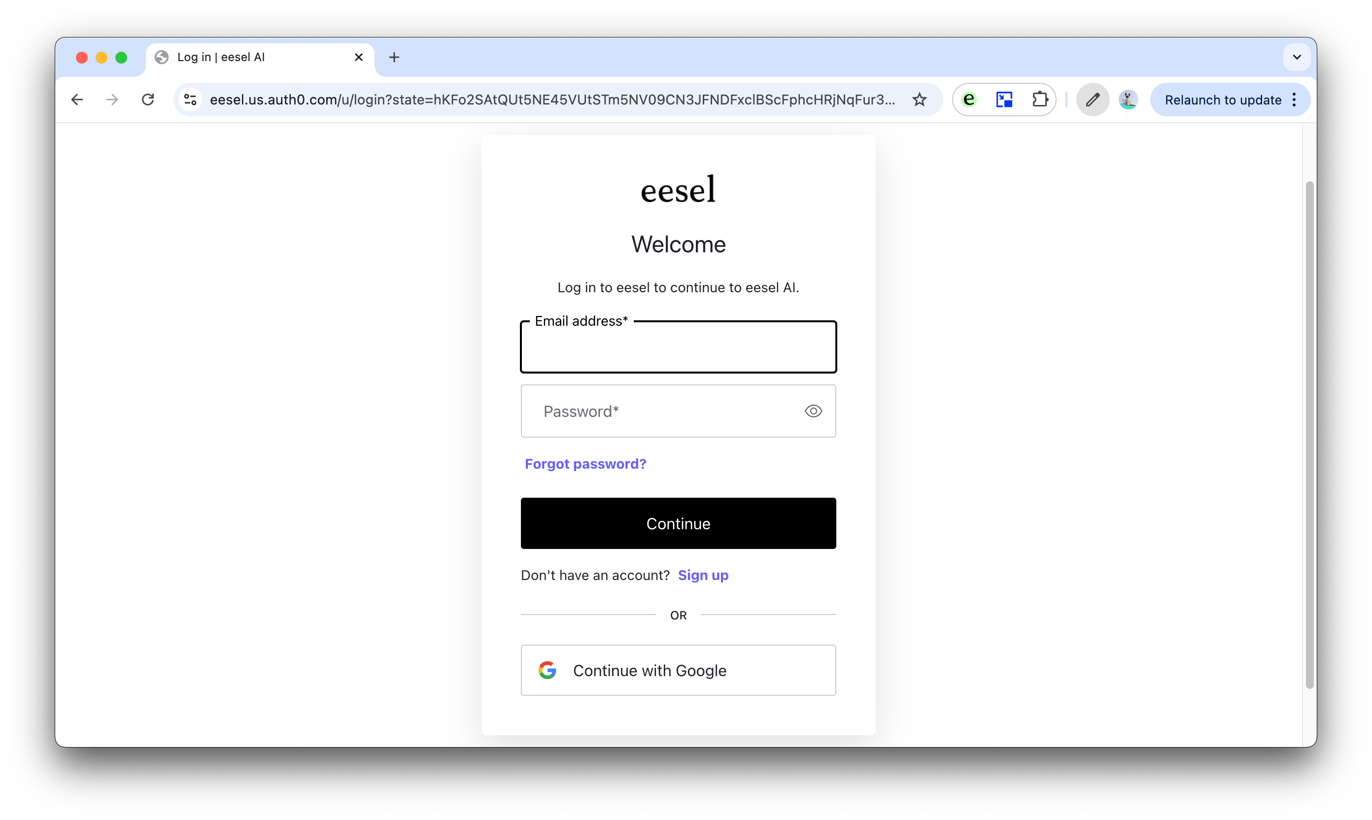eesel AI sign up page