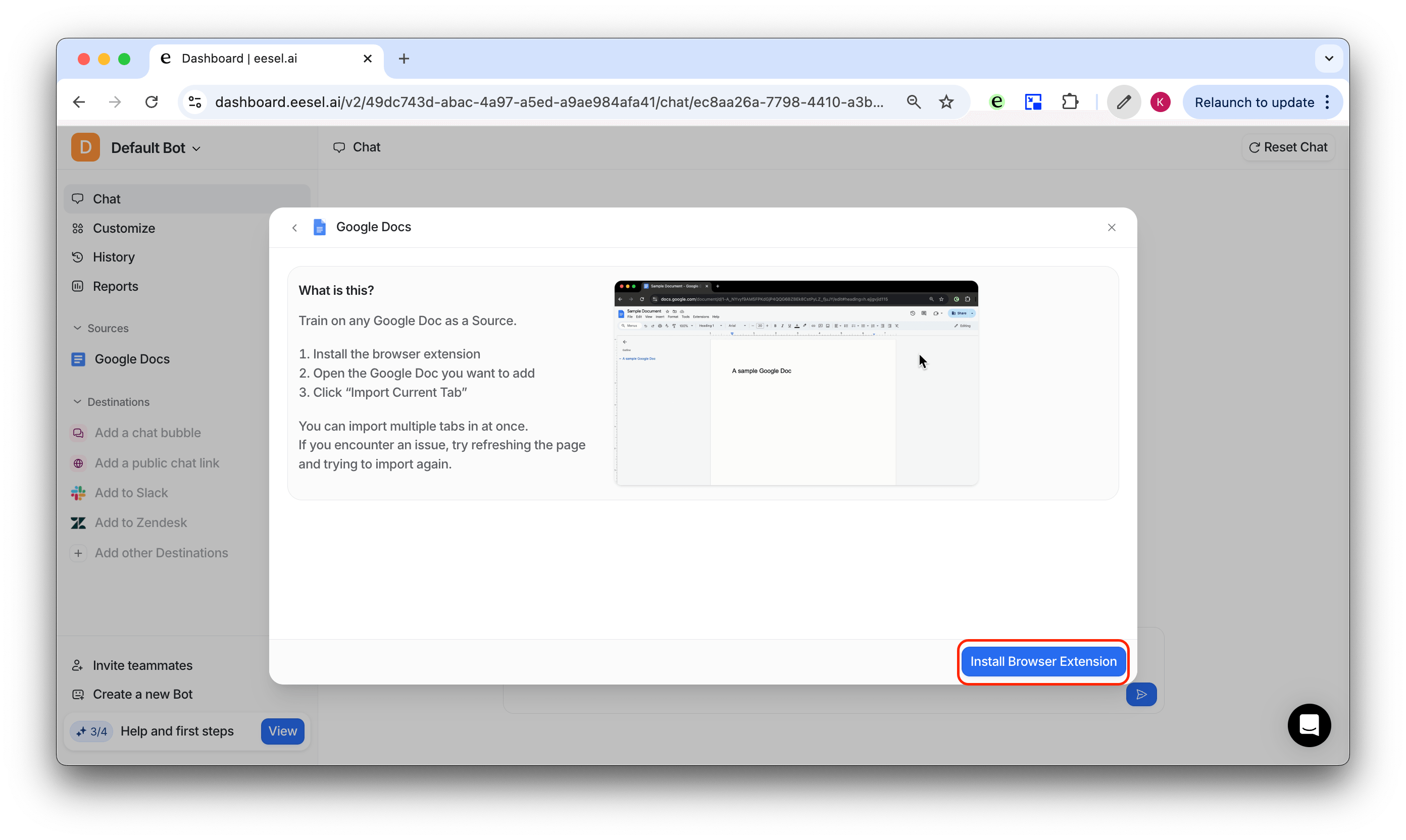 Select your Source and follow the link to install the extension