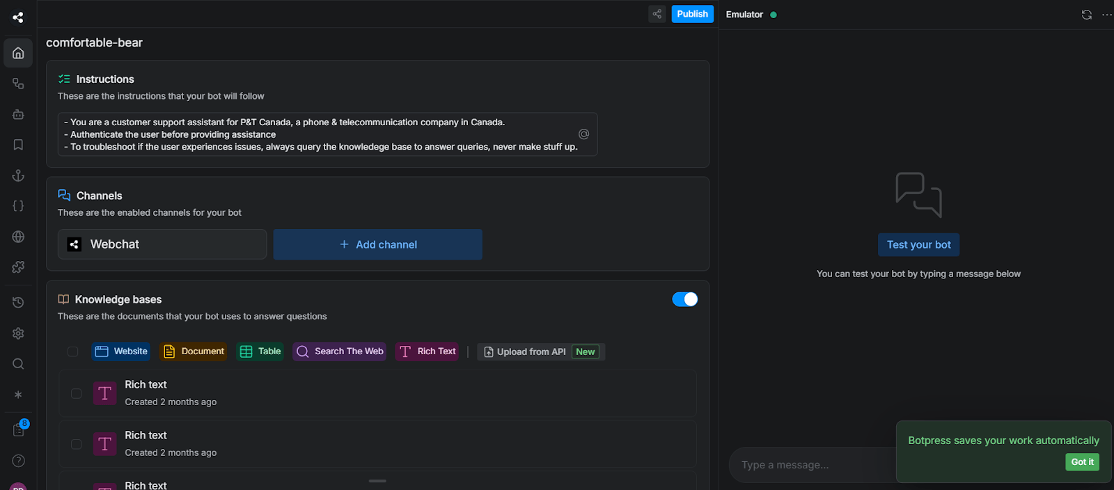 An overview of the Botpress platform, which is the subject of this Botpress review.