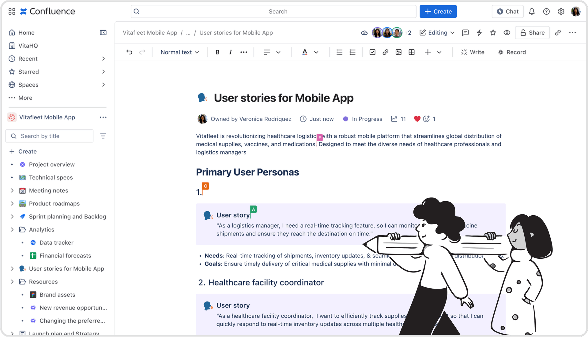 screenshot of a page being collaborated on