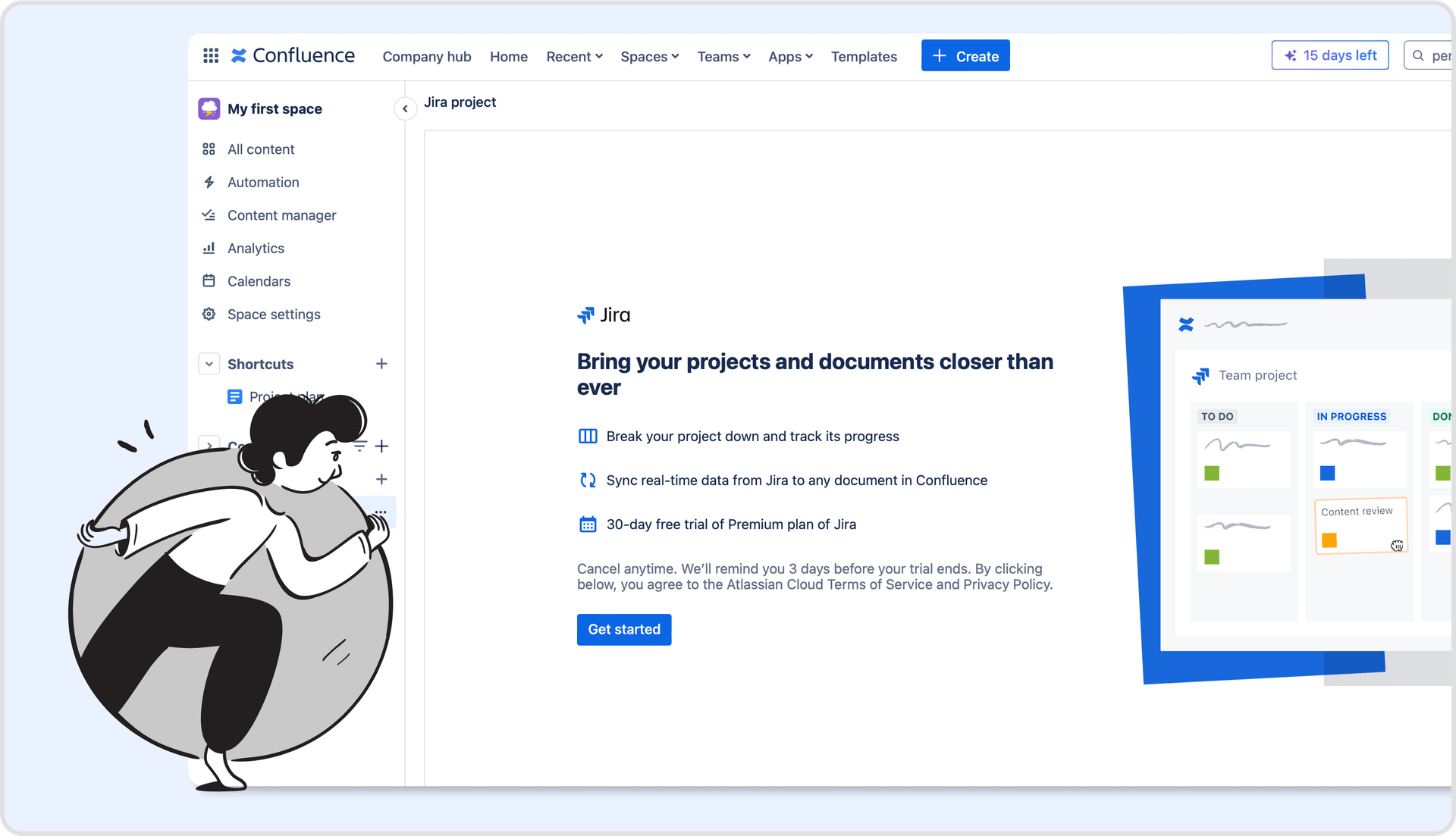 screenshot of Jira integration in Confluence