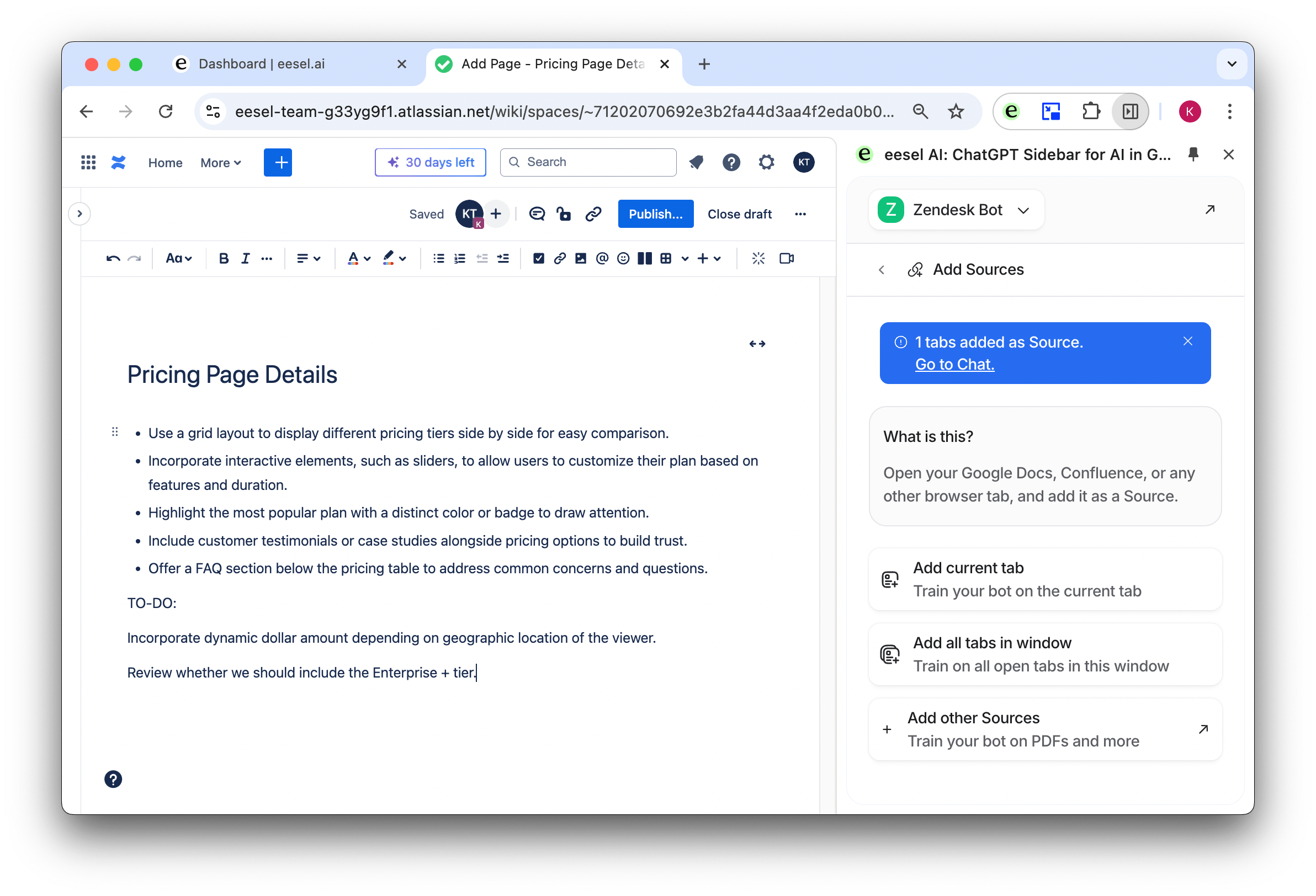 image of adding a source from a confluence page