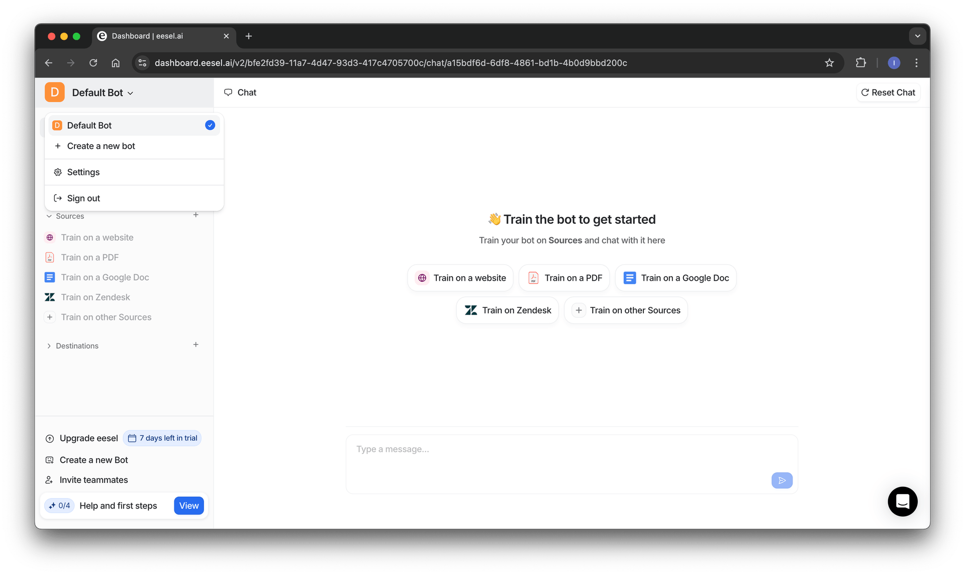 screenshot of intercom integration bot being selected