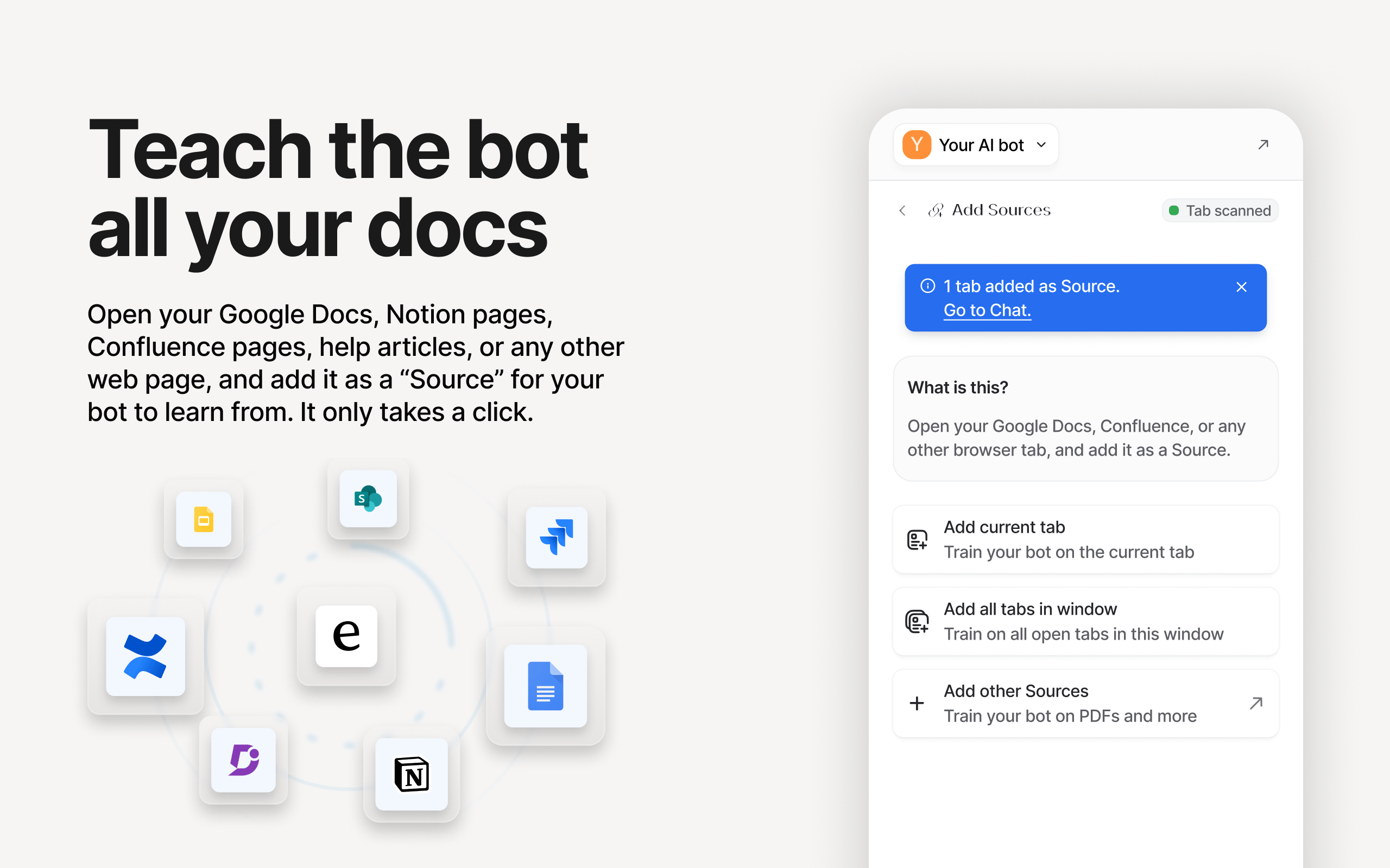 a screenshot showing the eesel AI app that can add sources from confluence or other docs