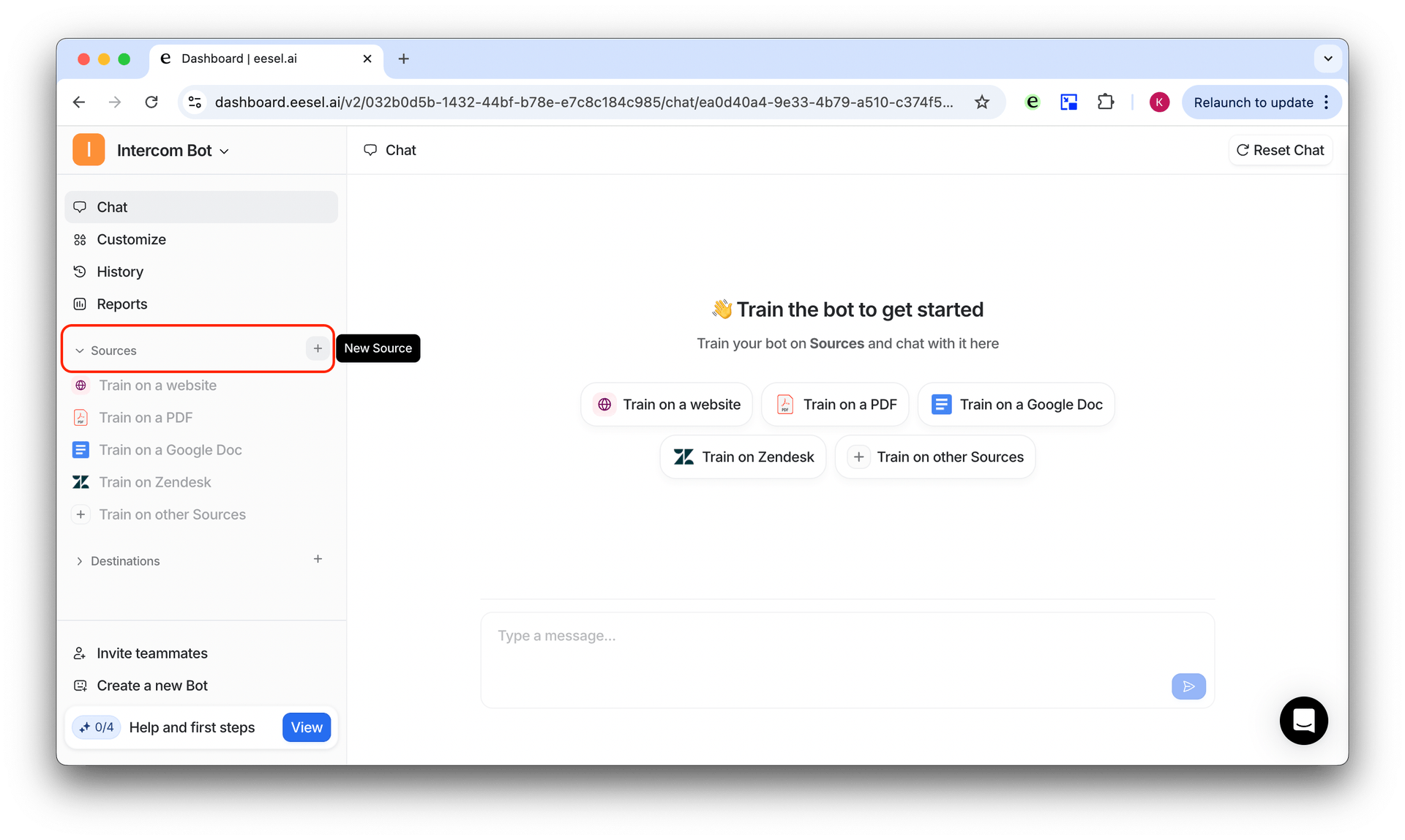 select google docs as a source for your intercom bot