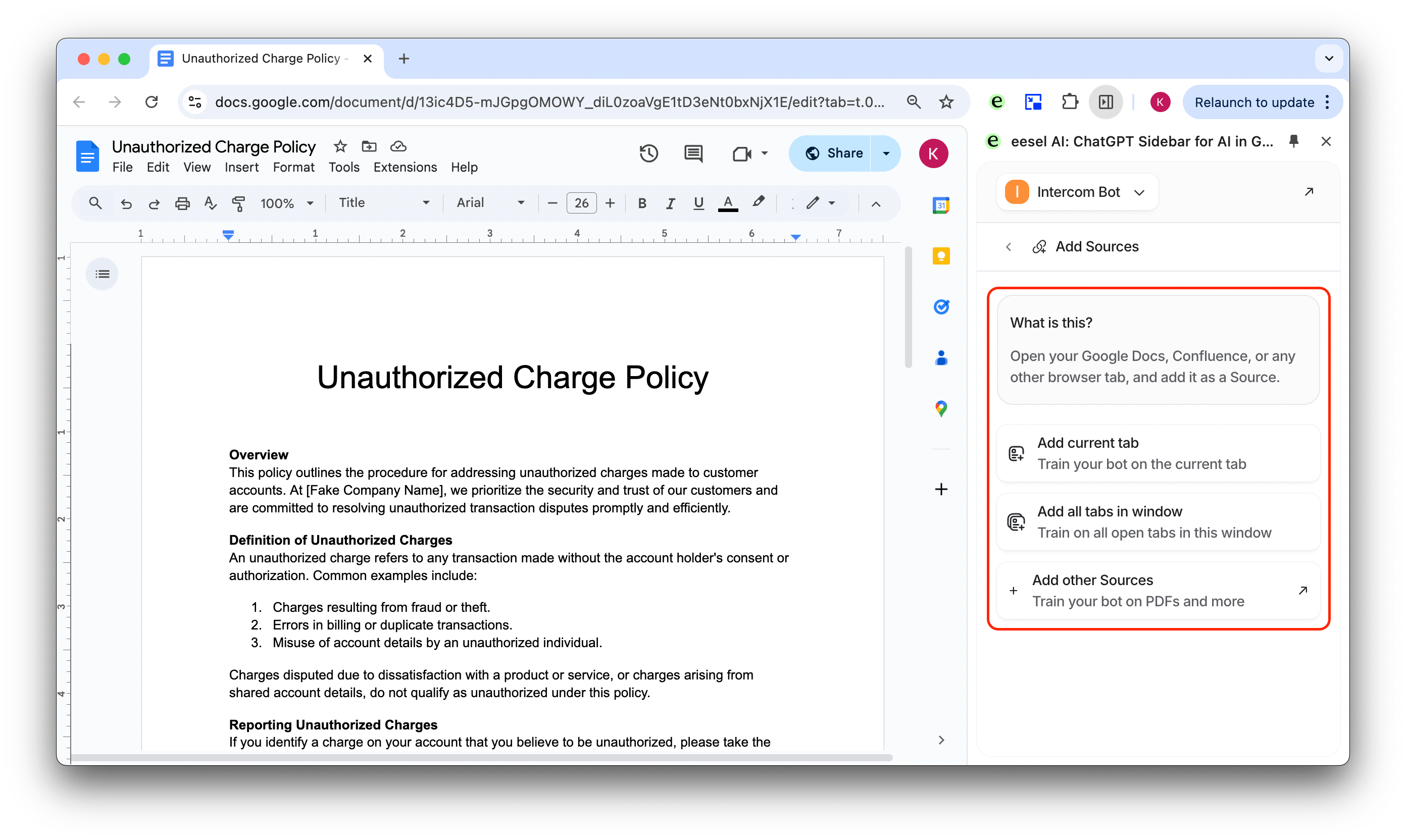 screenshot of source page to choose current tab for connection