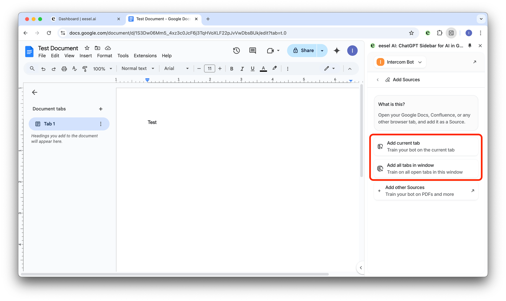 gorgias bot training on google docs