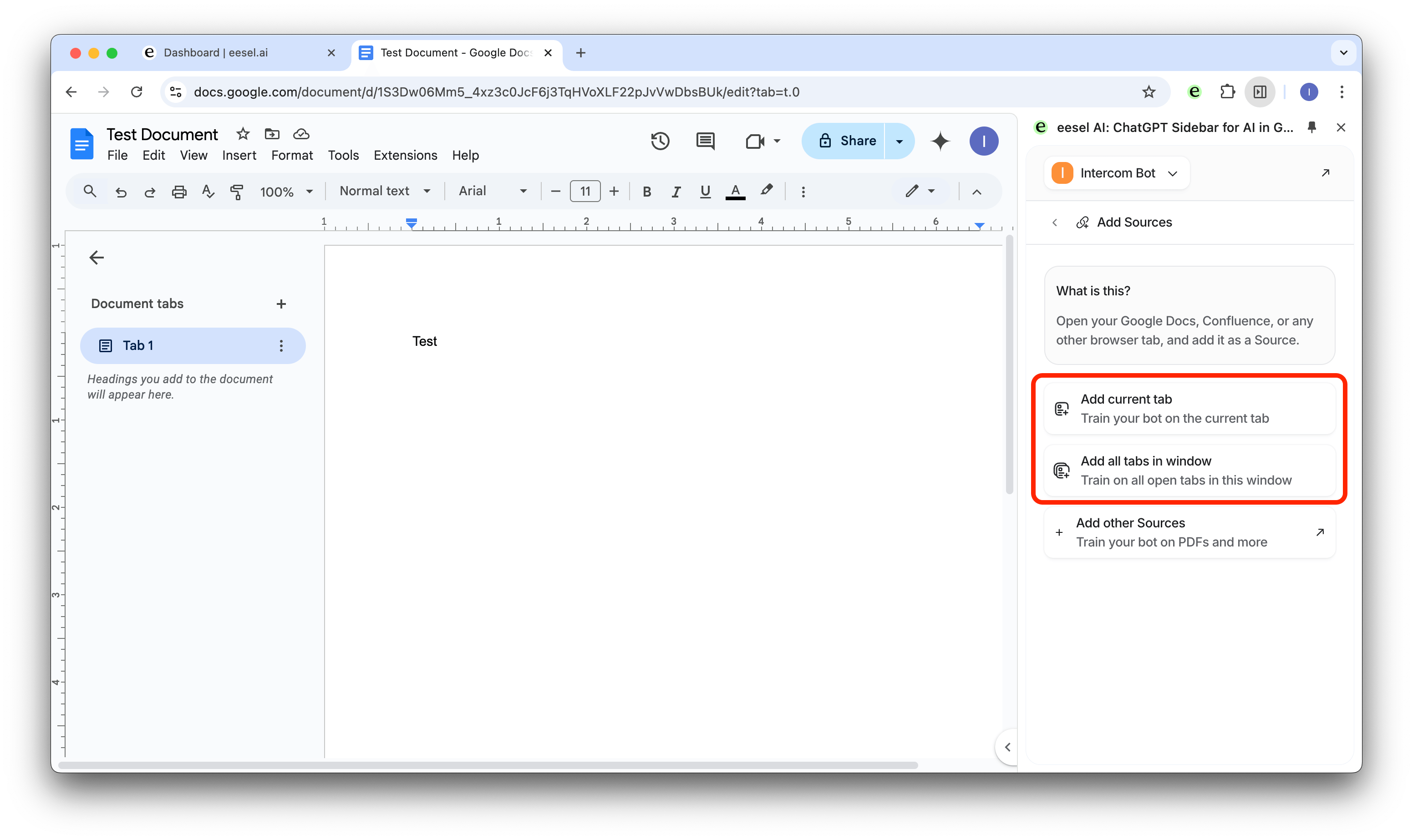 gorgias bot training on google docs