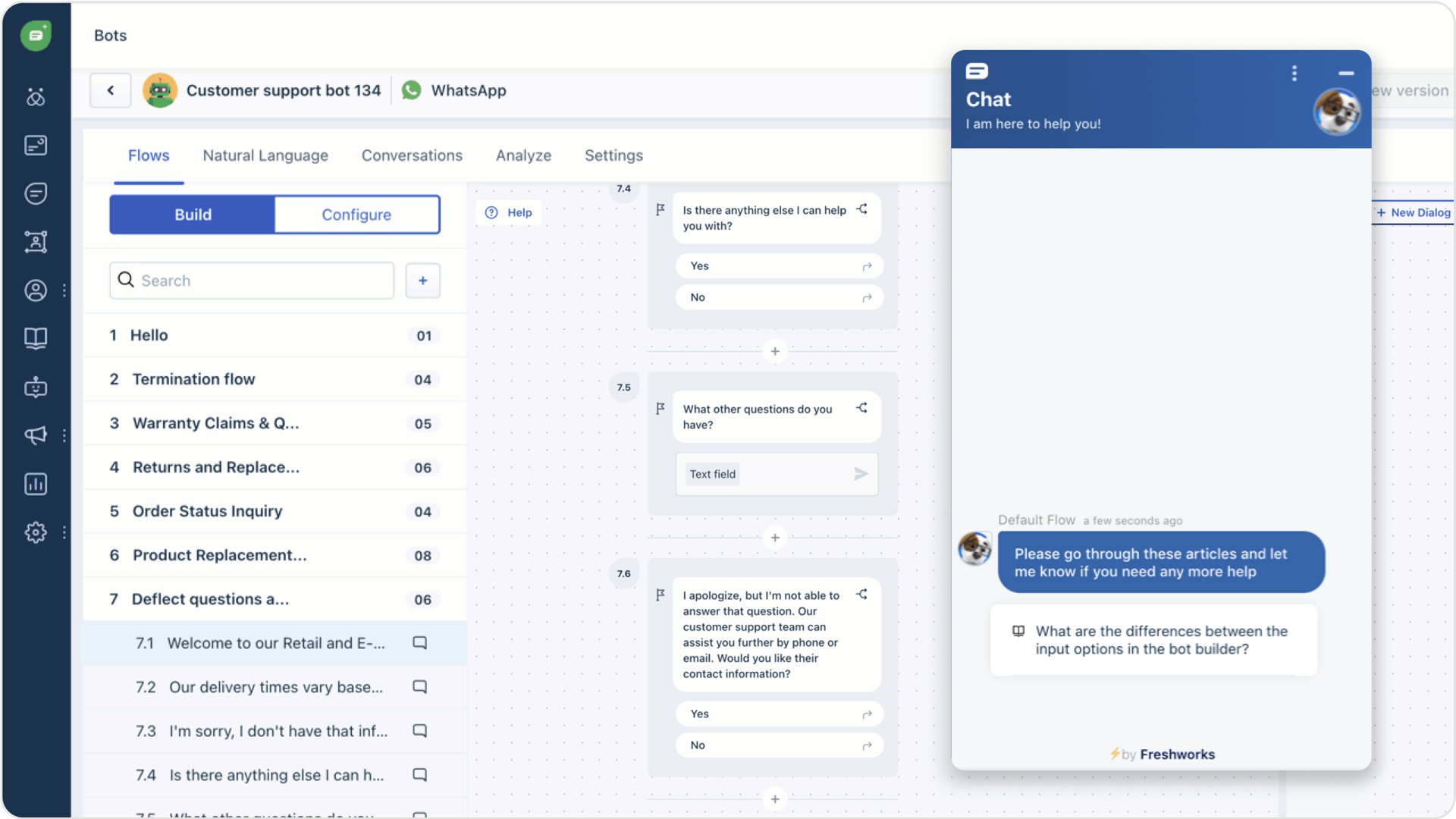 Screenshot of Freddy AI dashboard in action