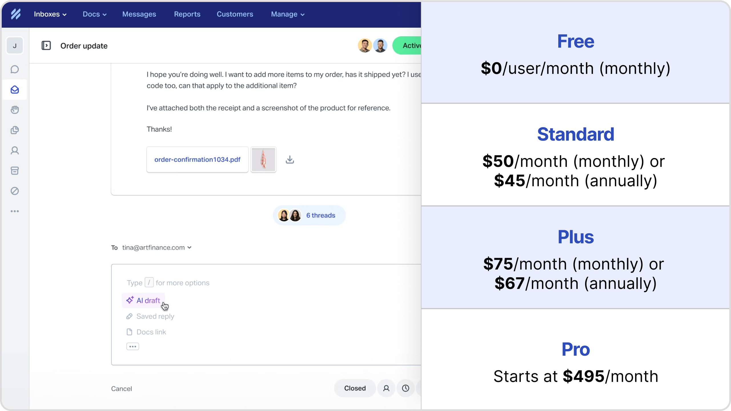 help scout ai pricing and dashboard