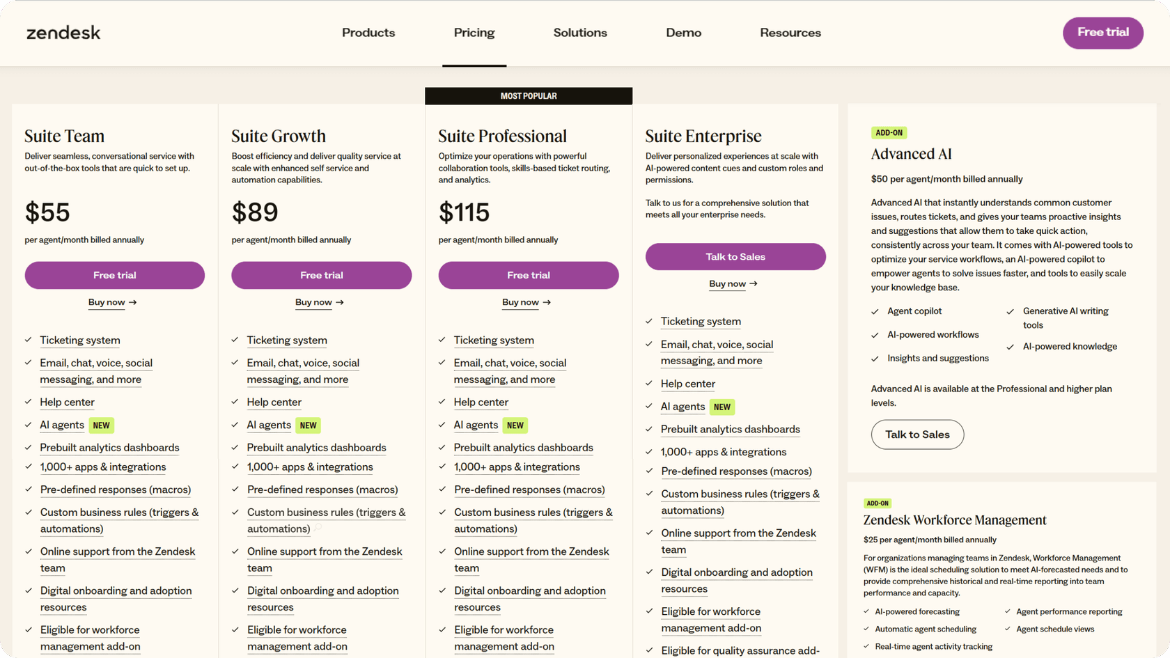 Una captura de pantalla de Zendesk