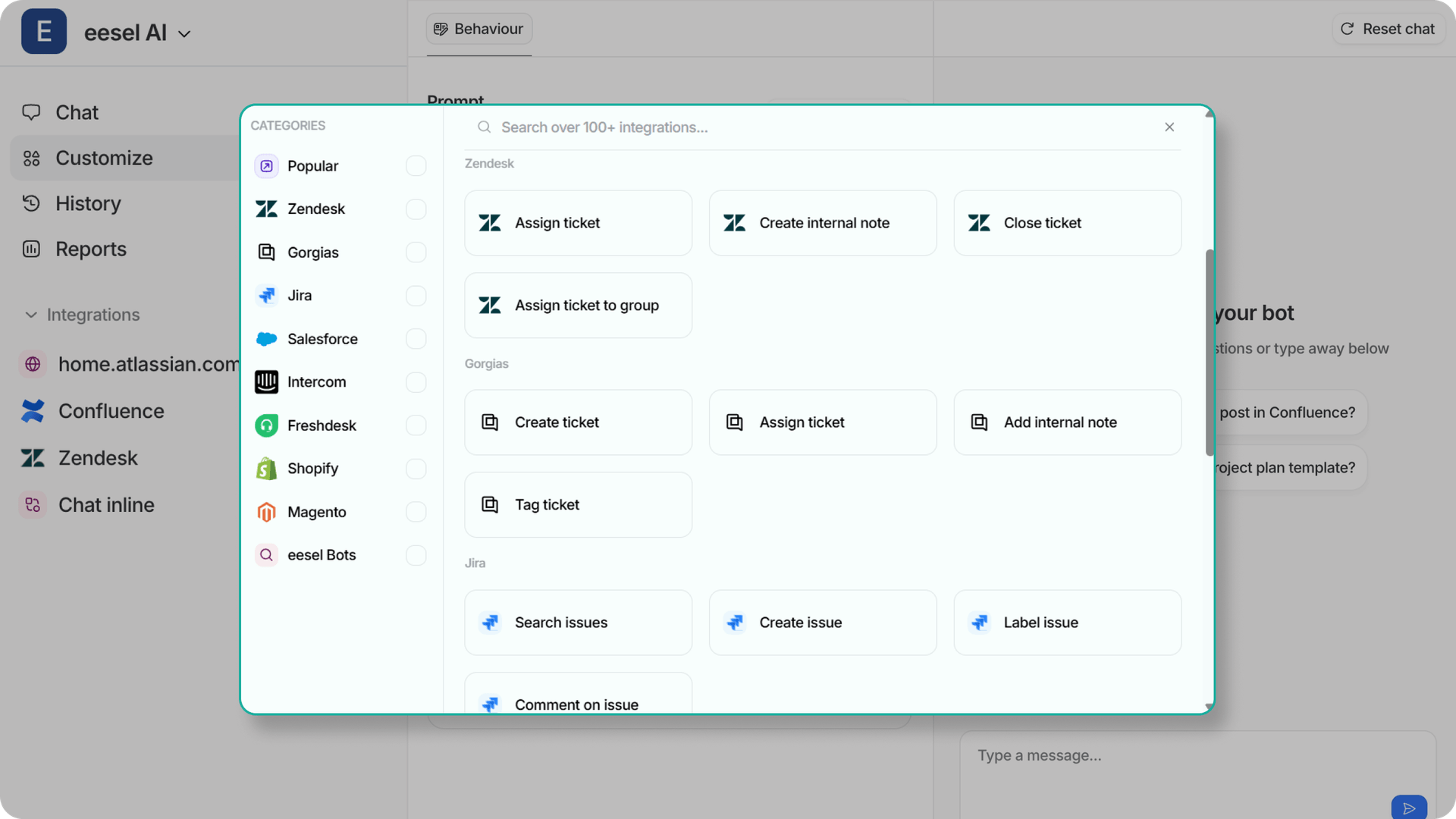 Screenshot of eesel AI's automation rule configuration interface showing advanced customization options