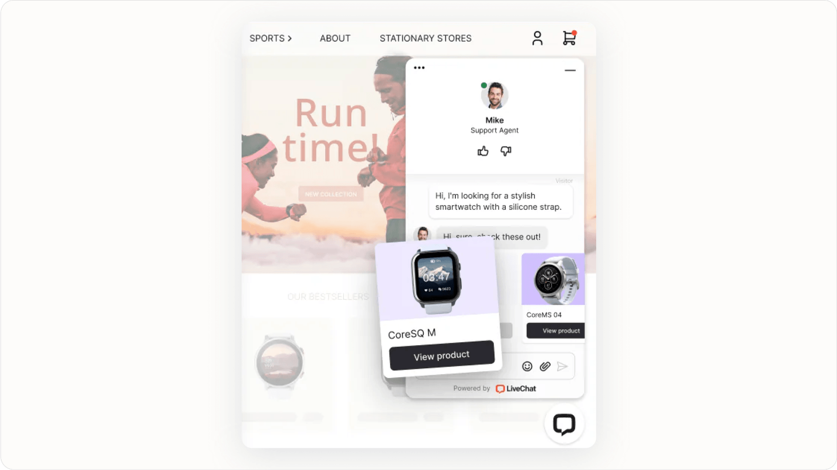 Shopify AI agent live chat widget on a store.