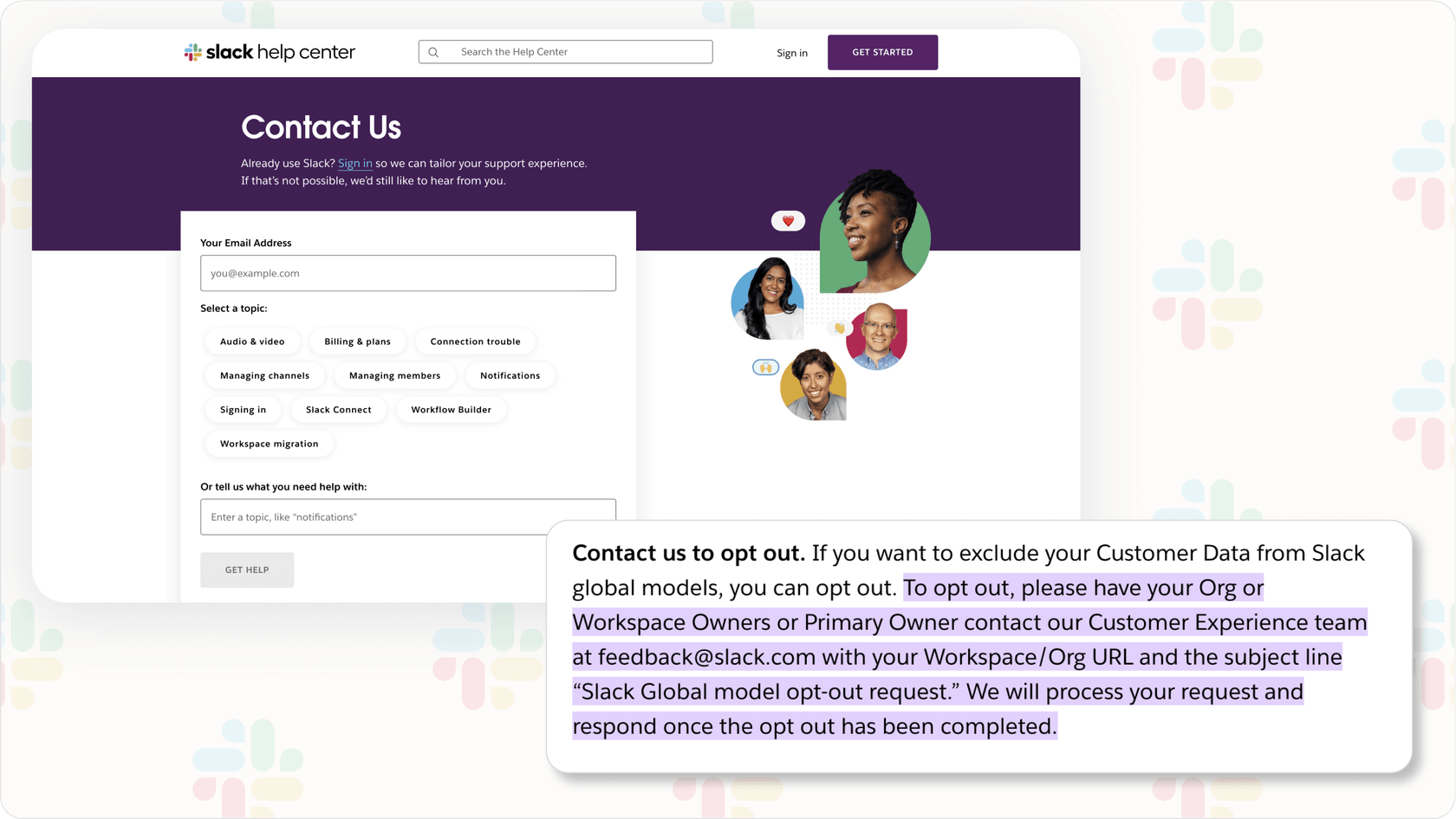 Opción de exclusión de Slack AI.
