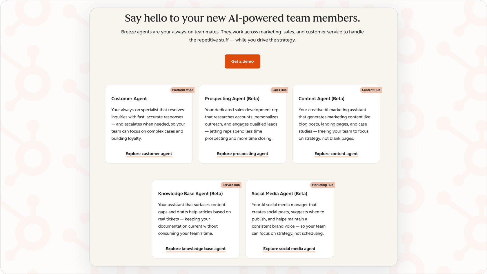 List of HubSpot's AI Agents.