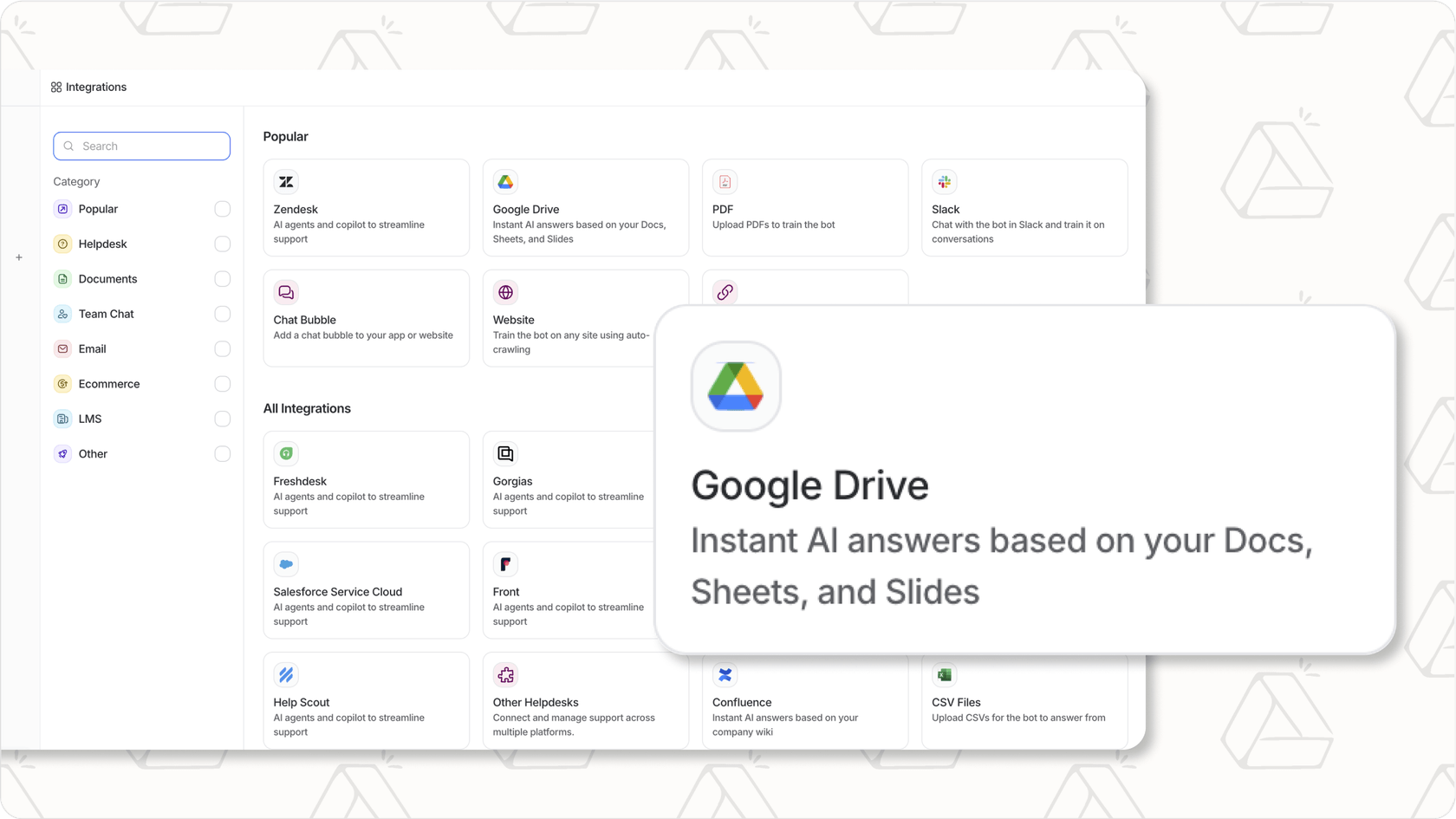 eesel AI integration with Google Drive.