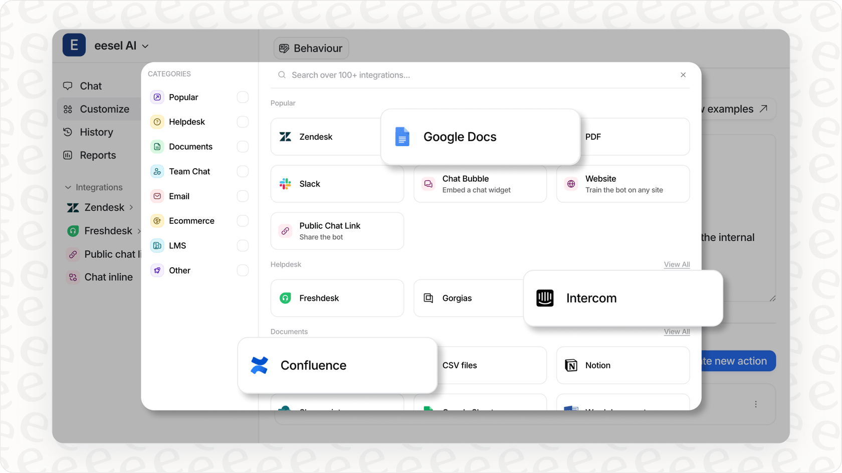 eesel AI integrations page.