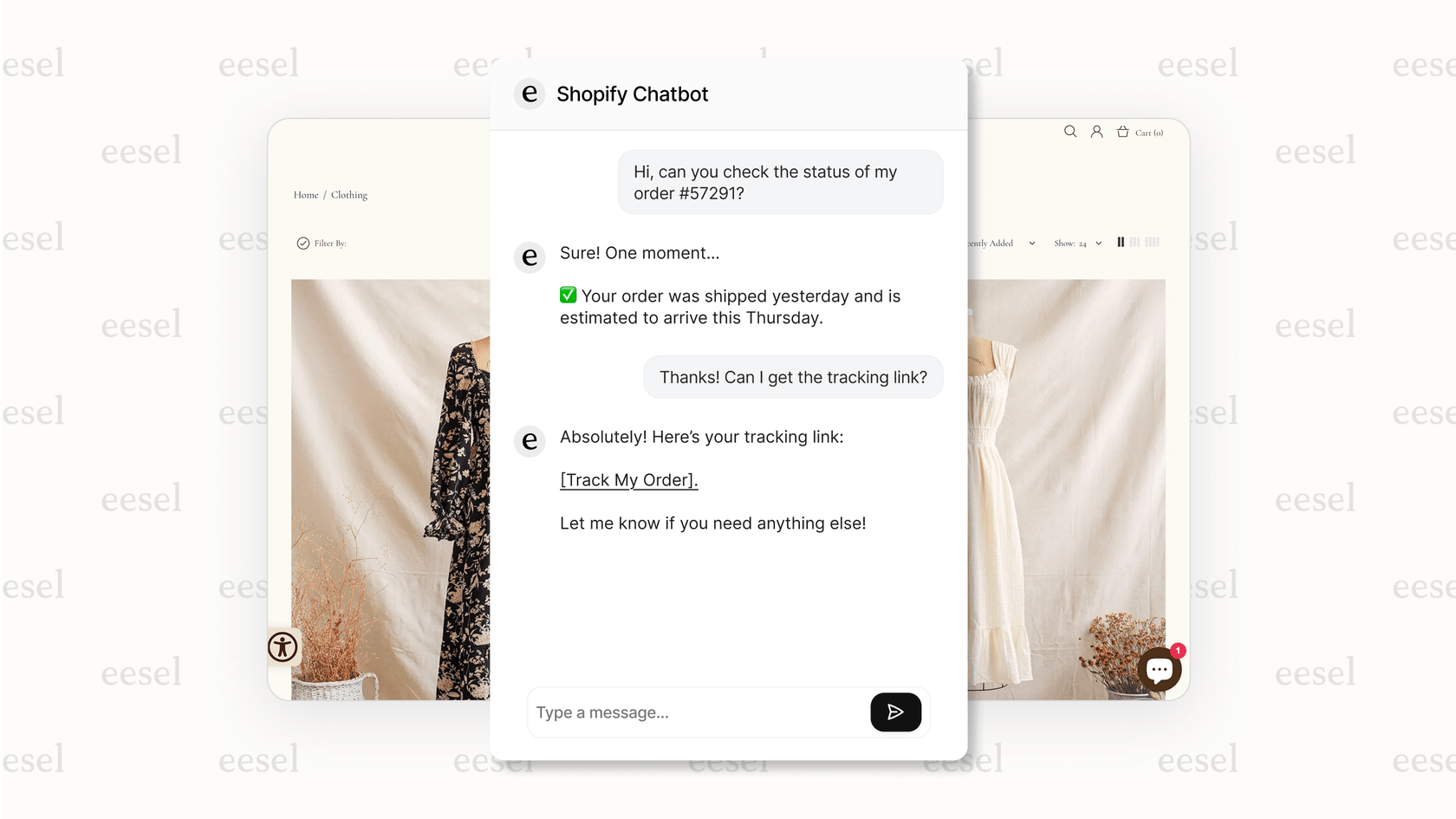 A general Shopify chatbot interface.