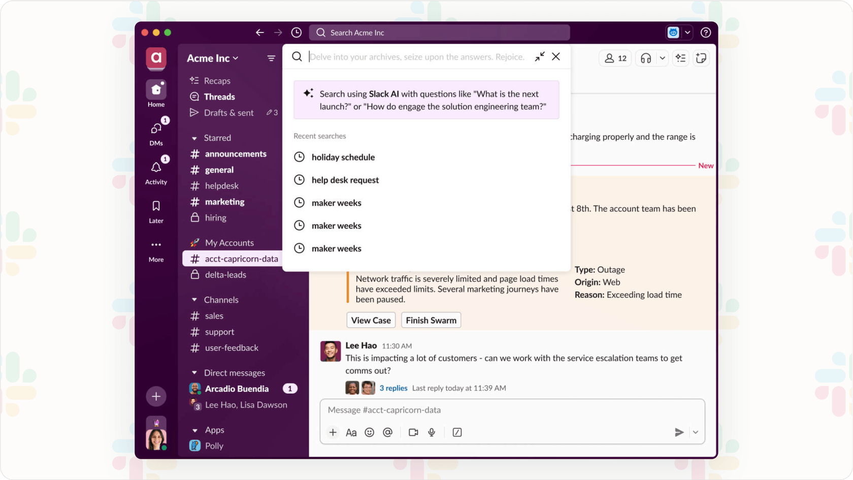 Slack AI's key features in action.