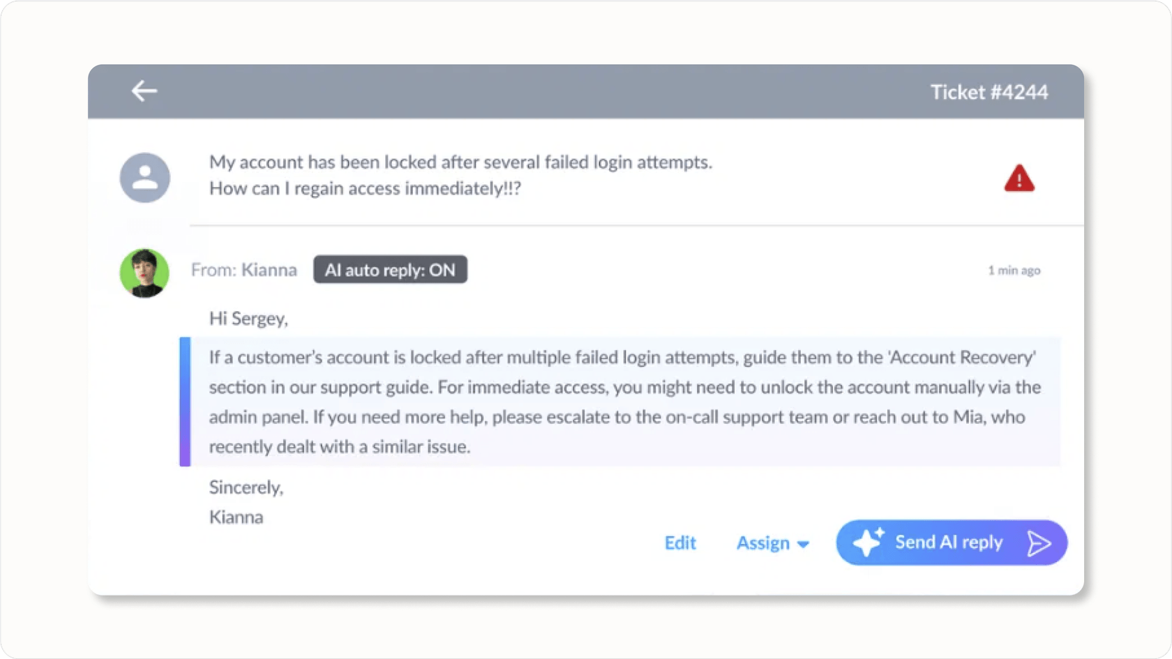 Automatisierte Support-Antwort von QueryPal.