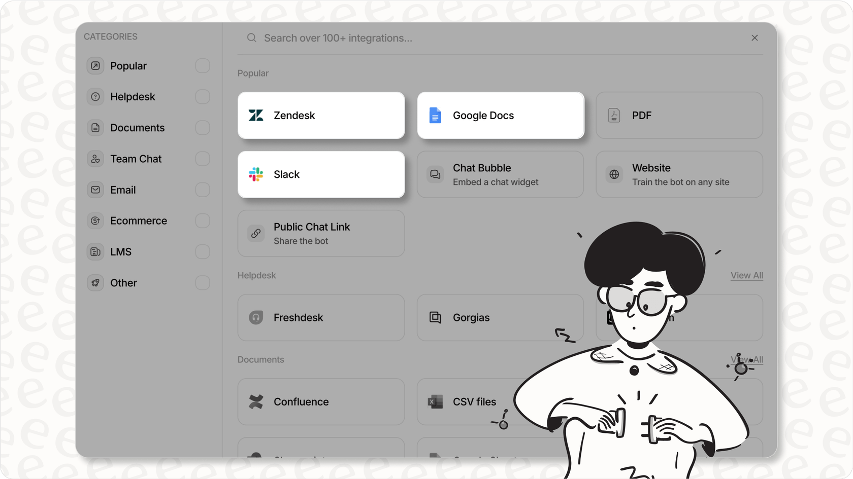 eesel AI's integration page showing broader data source capabilities.