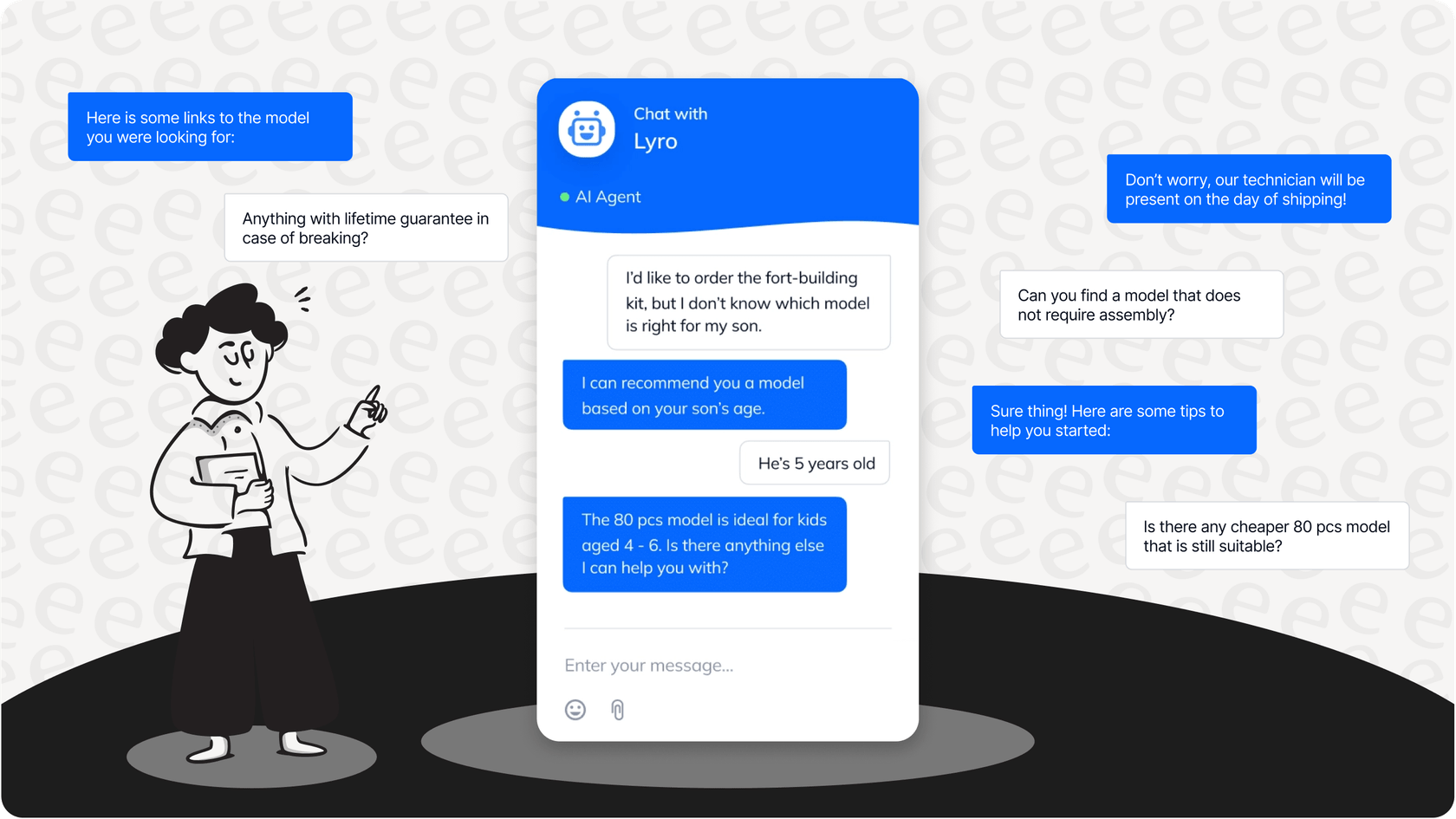 An AI chatbot interacting with customers. 