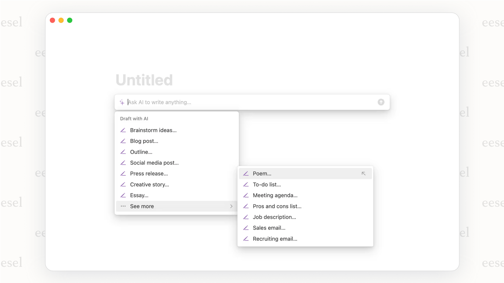 The features of Notion AI. 