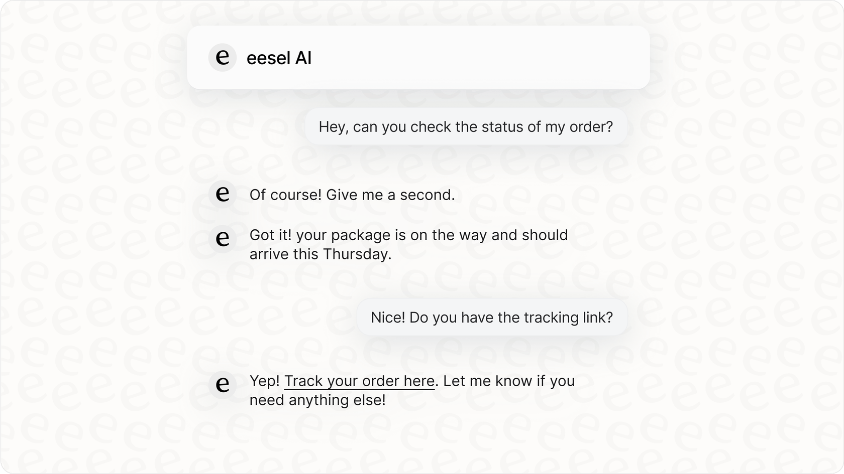 AI bot interface chatting with a customer.