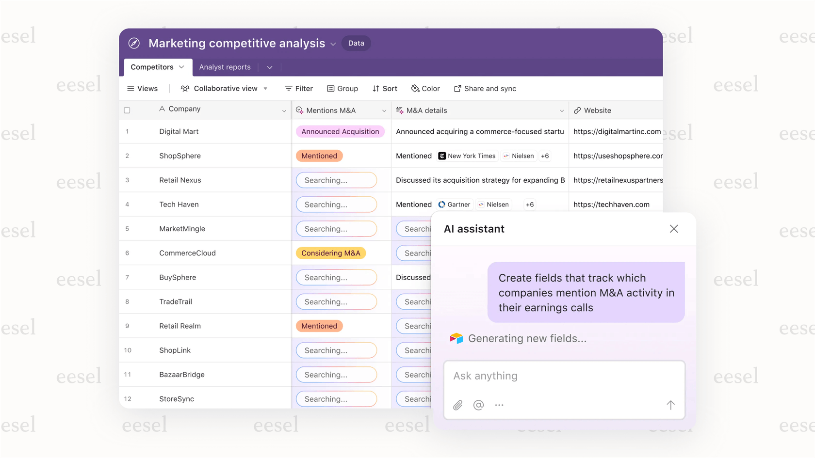 Using natural language to get insights with Airtable AI.