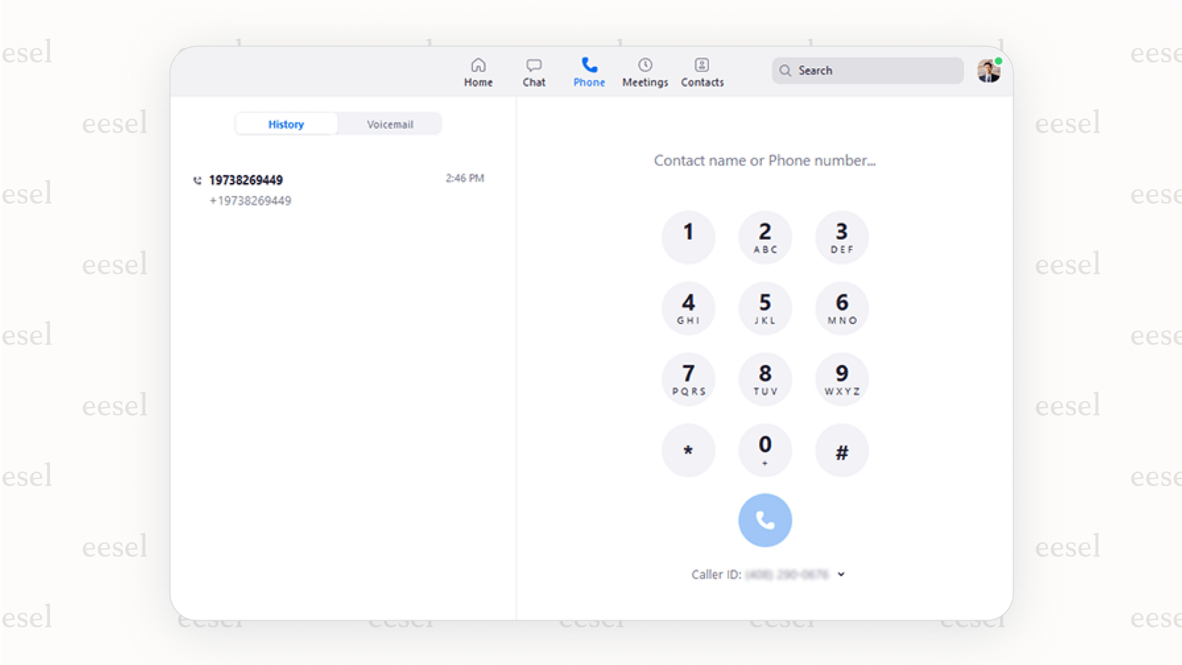 Zoom Phone-Oberfläche, die zeigt, warum es eine einfache Wahl unter den Dialpad-Alternativen für Zoom-Nutzer ist.