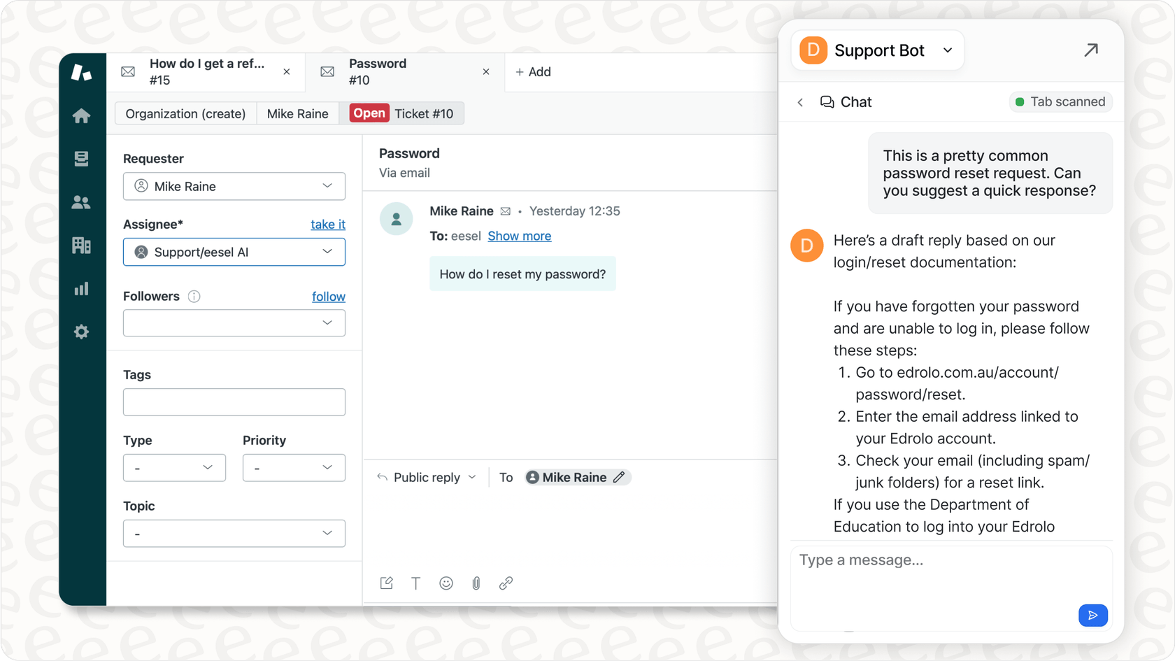 eesel AI interface for internal search.