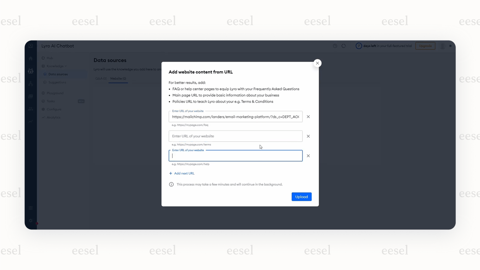 TidioのLyroのシンプルなセットアップインターフェース。