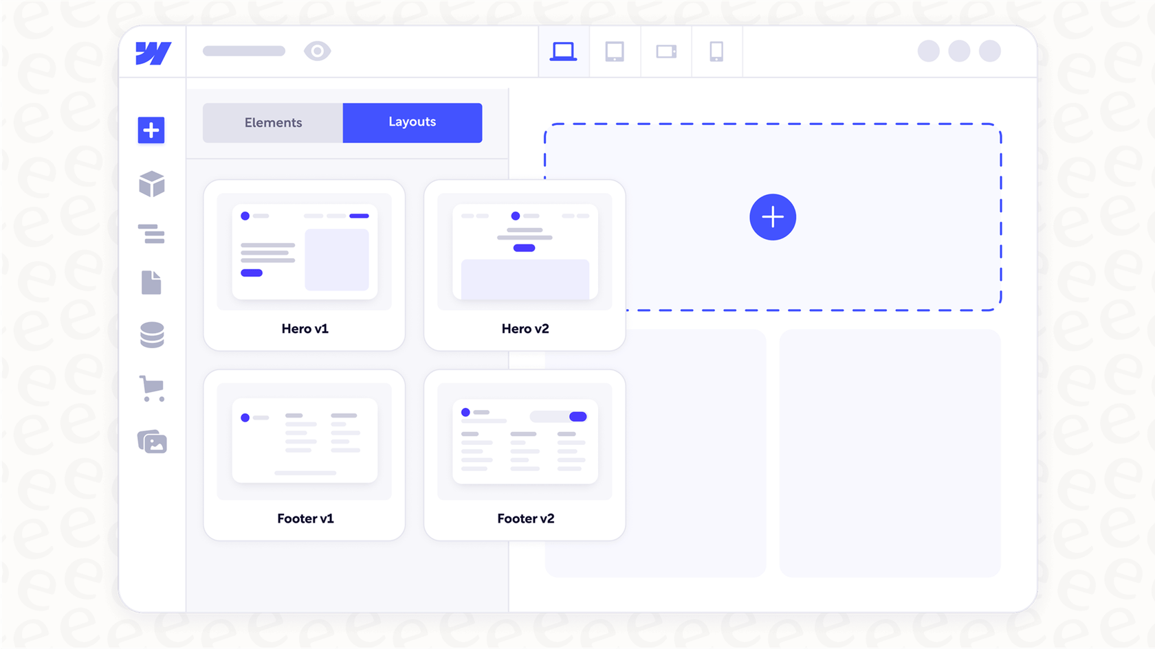 Screenshot of the Webflow AI interface displaying four different design variations for a website's hero section.