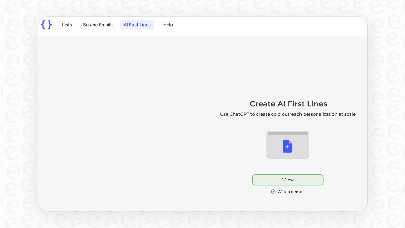 The dashboard of Lyne.ai with an arrow pointing to the 