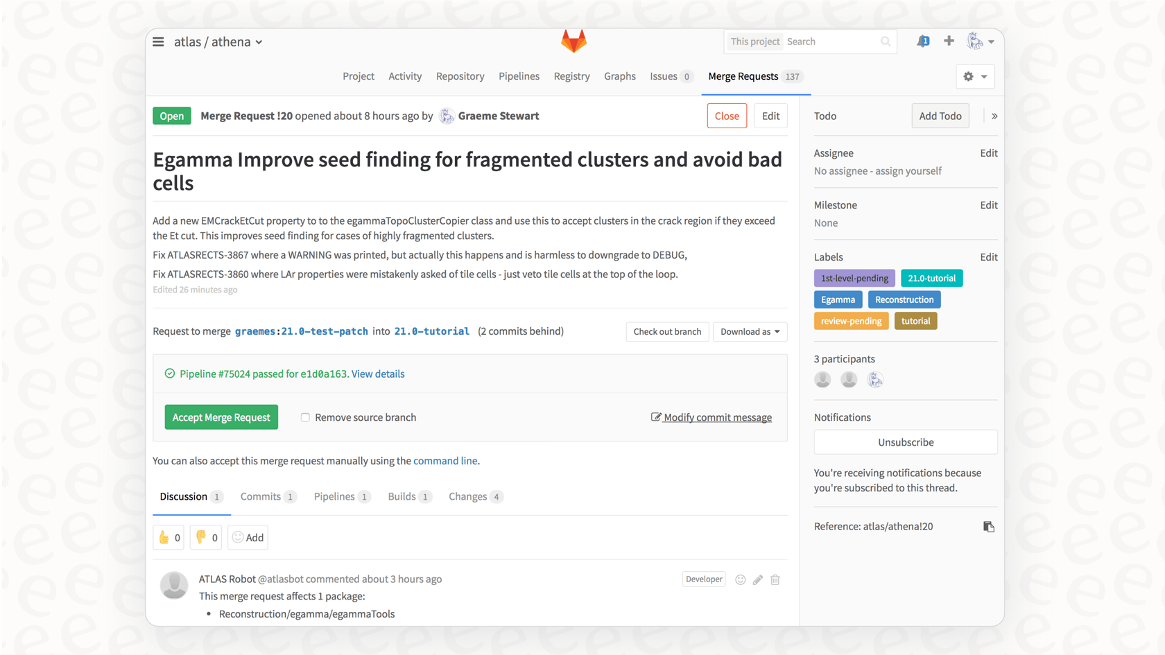 A screenshot detailing the code review process within a Merge Request, an essential feature in our GitLab overview.