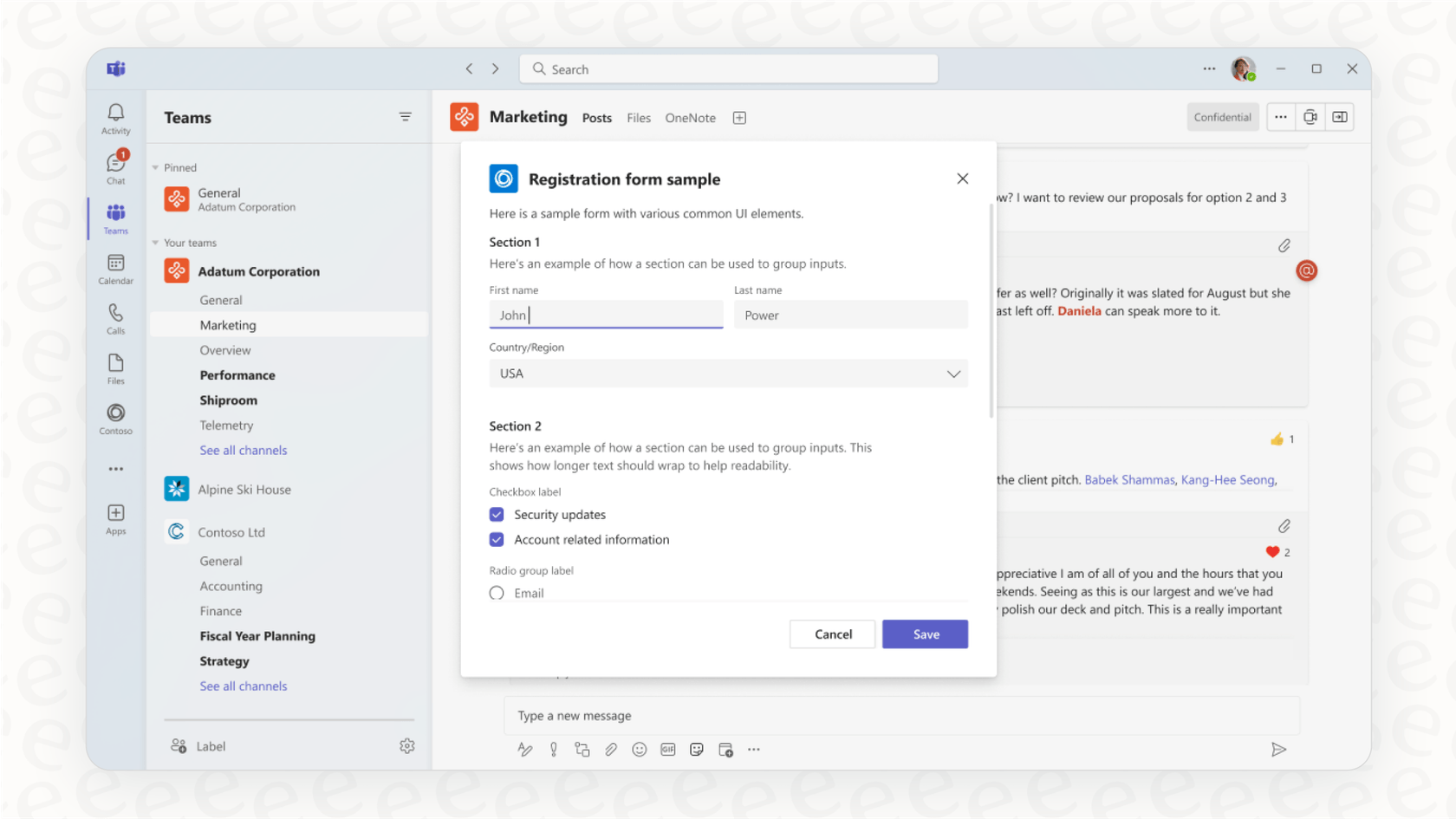 A clear view of the Microsoft Teams interface which helps users understand the features included in the various Teams pricing plans.