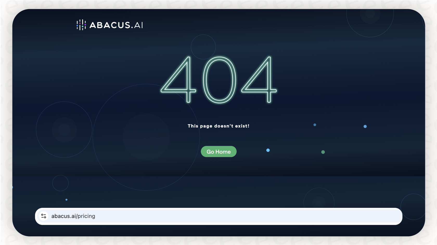 A screenshot of the error or non-functional pricing page for Abacus AI, highlighting the lack of transparency.