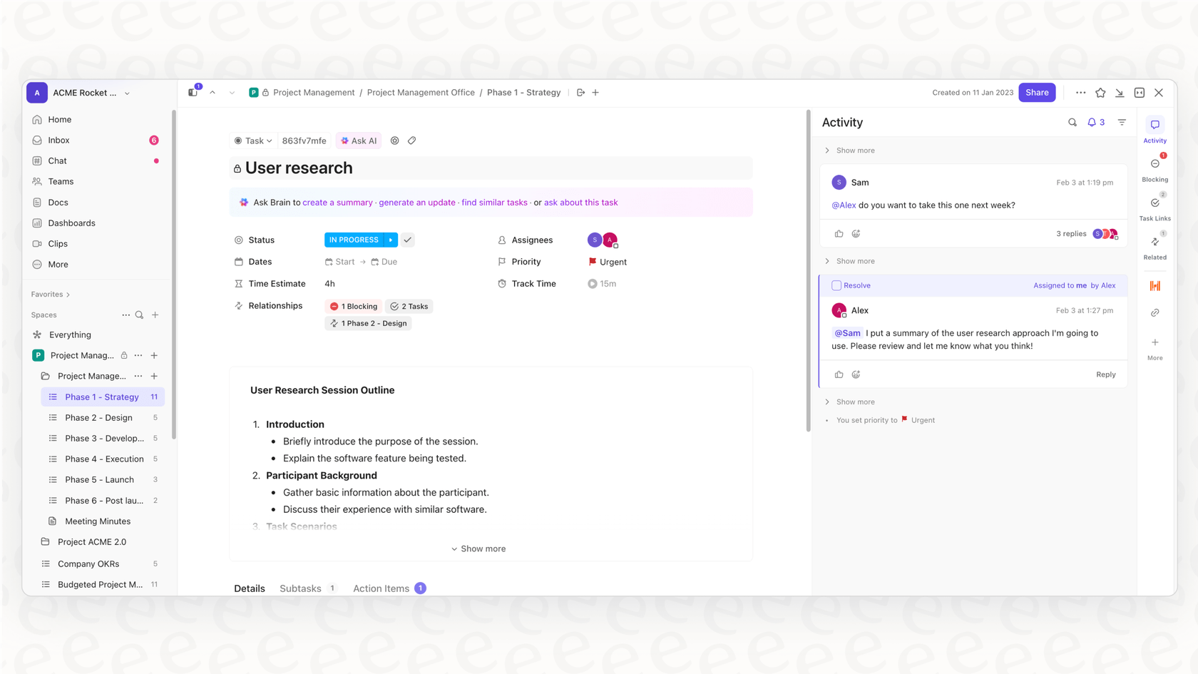 Uma captura de ecrã que oferece uma visão geral das diferentes visualizações de projeto do ClickUp, incluindo a visualização de Lista, a visualização de Quadro Kanban e a visualização de gráfico de Gantt.
