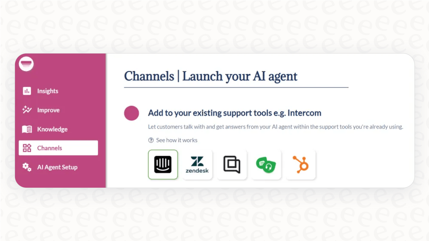 A screenshot showing the various helpdesk and communication tool integrations offered as part of the My AskAI pricing.