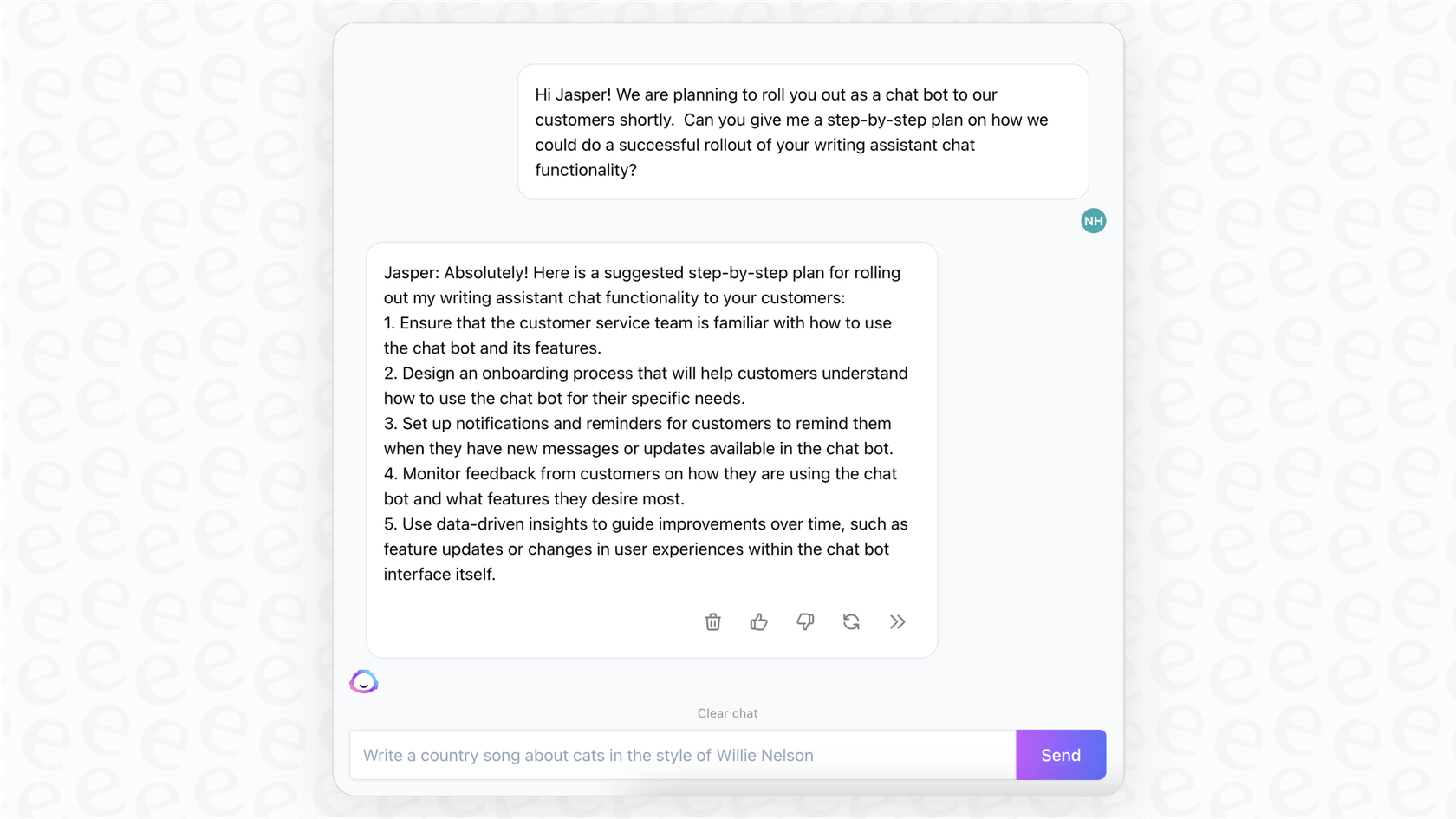 Screenshot of Jasper Chat in action, a key collaborative tool discussed in this Jasper overview.