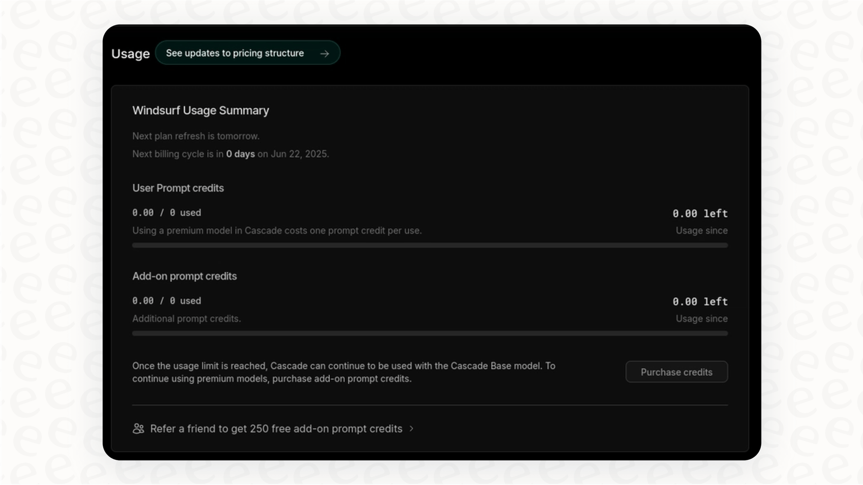 Screenshot of the Windsurf billing dashboard highlighting the auto-refill option, which can affect the total monthly Windsurf pricing for users.